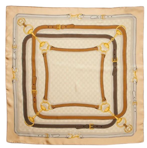 Gucci Gg Monogram Silk Scarf Beige