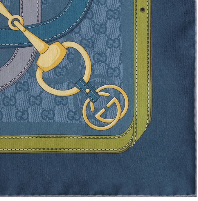 Gucci Gg Monogram Silk Scarf Bluette
