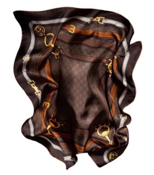 Gucci Gg Monogram Silk Scarf Brown