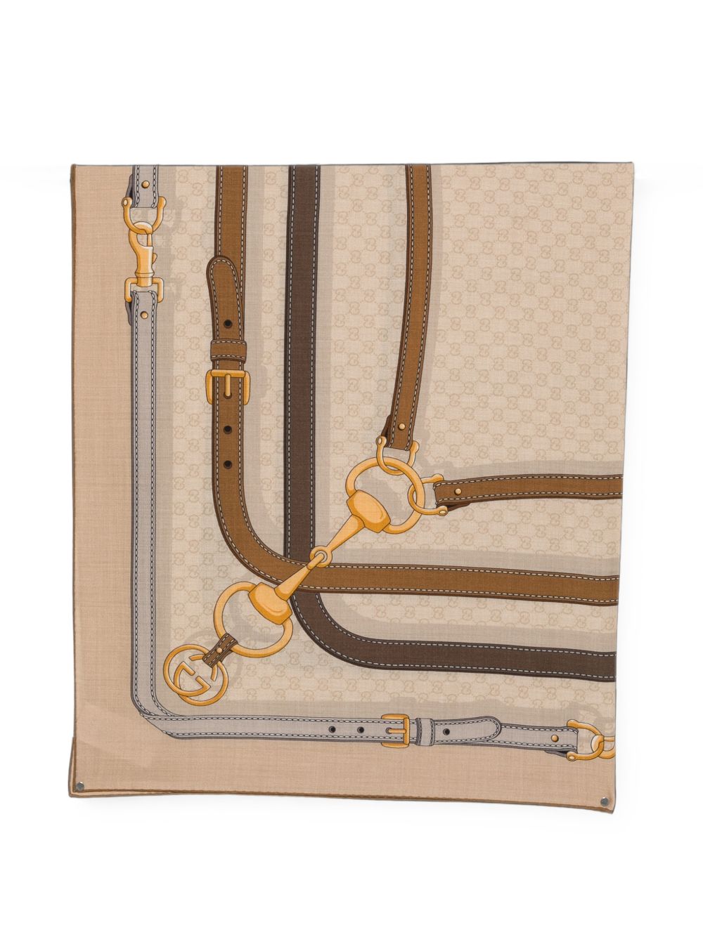 Gucci Gg Perforated Leather Scarf Beige