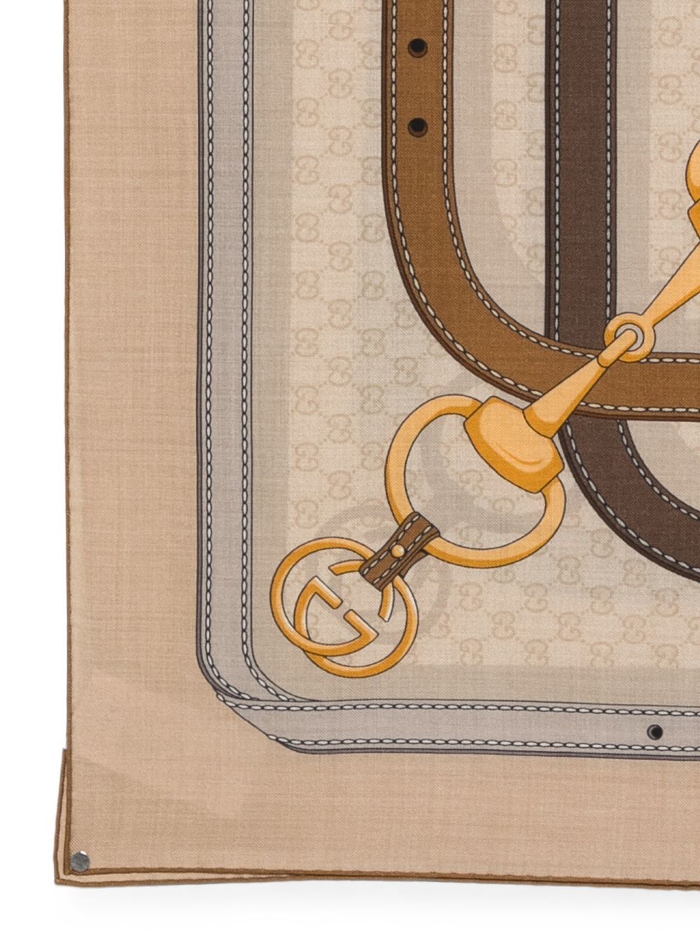 Gucci Gg Perforated Leather Scarf Beige