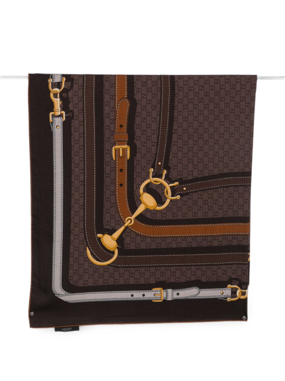 Gucci Gg Perforated Leather Scarf Brown