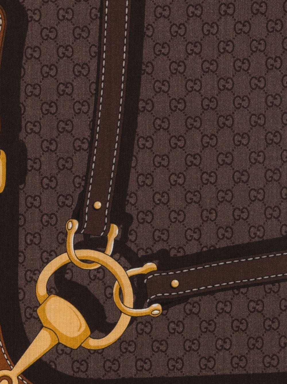 Gucci Gg Perforated Leather Scarf Brown