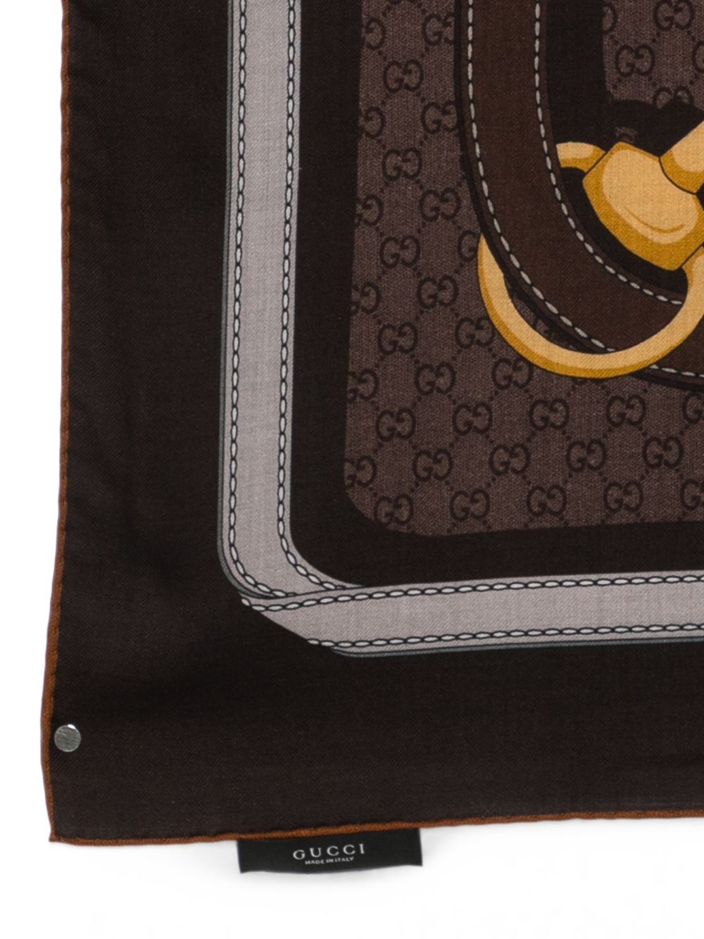 Gucci Gg Perforated Leather Scarf Brown
