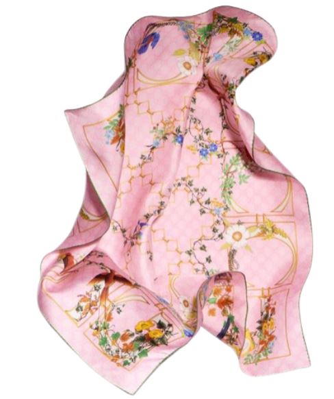 Gucci Herbarium Silk Twilly Pink Green