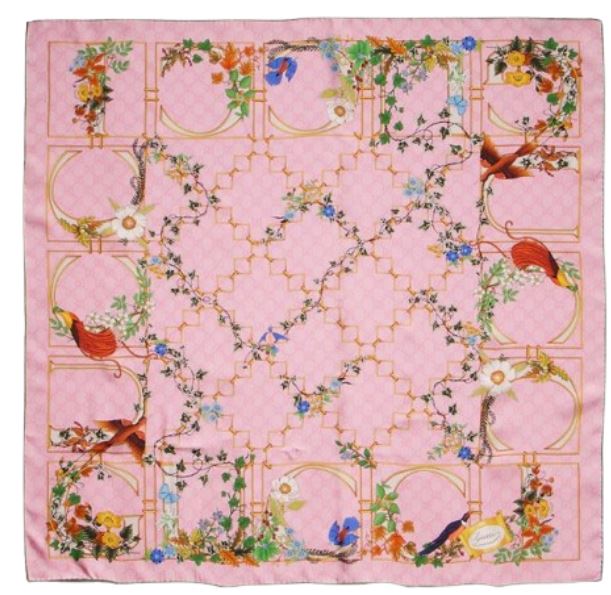 Gucci Herbarium Silk Twilly Pink Green