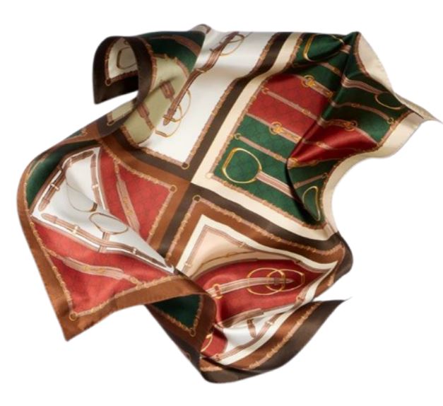 Gucci Horsebit Silk Carré Havana Green
