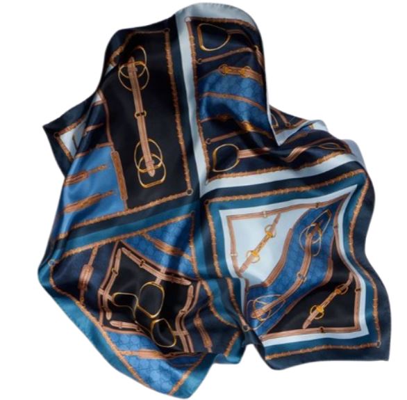 Gucci Horsebit Silk Carré Nile Blue