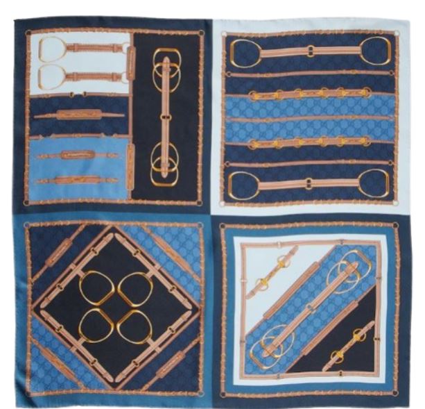 Gucci Horsebit Silk Carré Nile Blue
