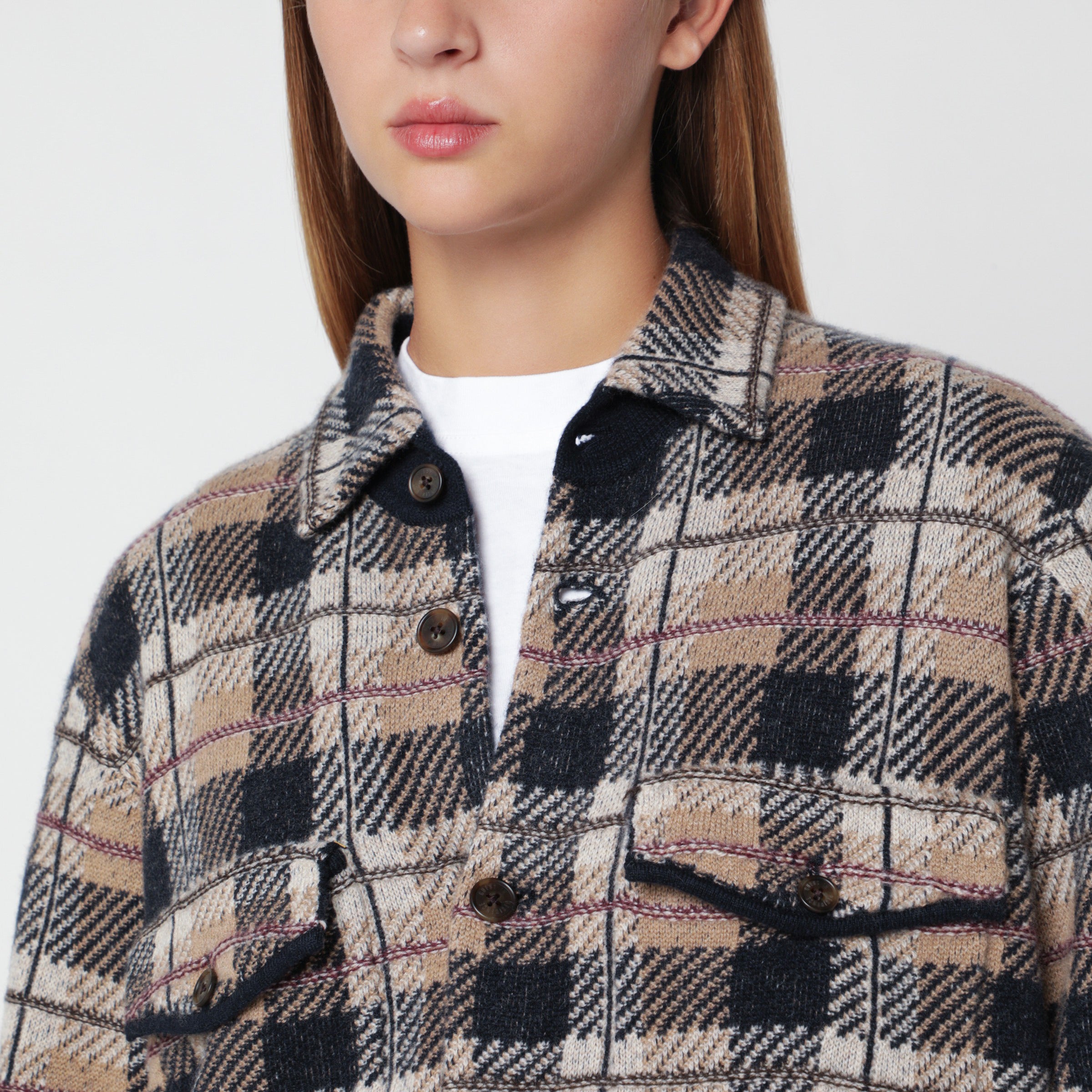 Guest In Residence Camel-Colored Plaid Work Checkered Shirt