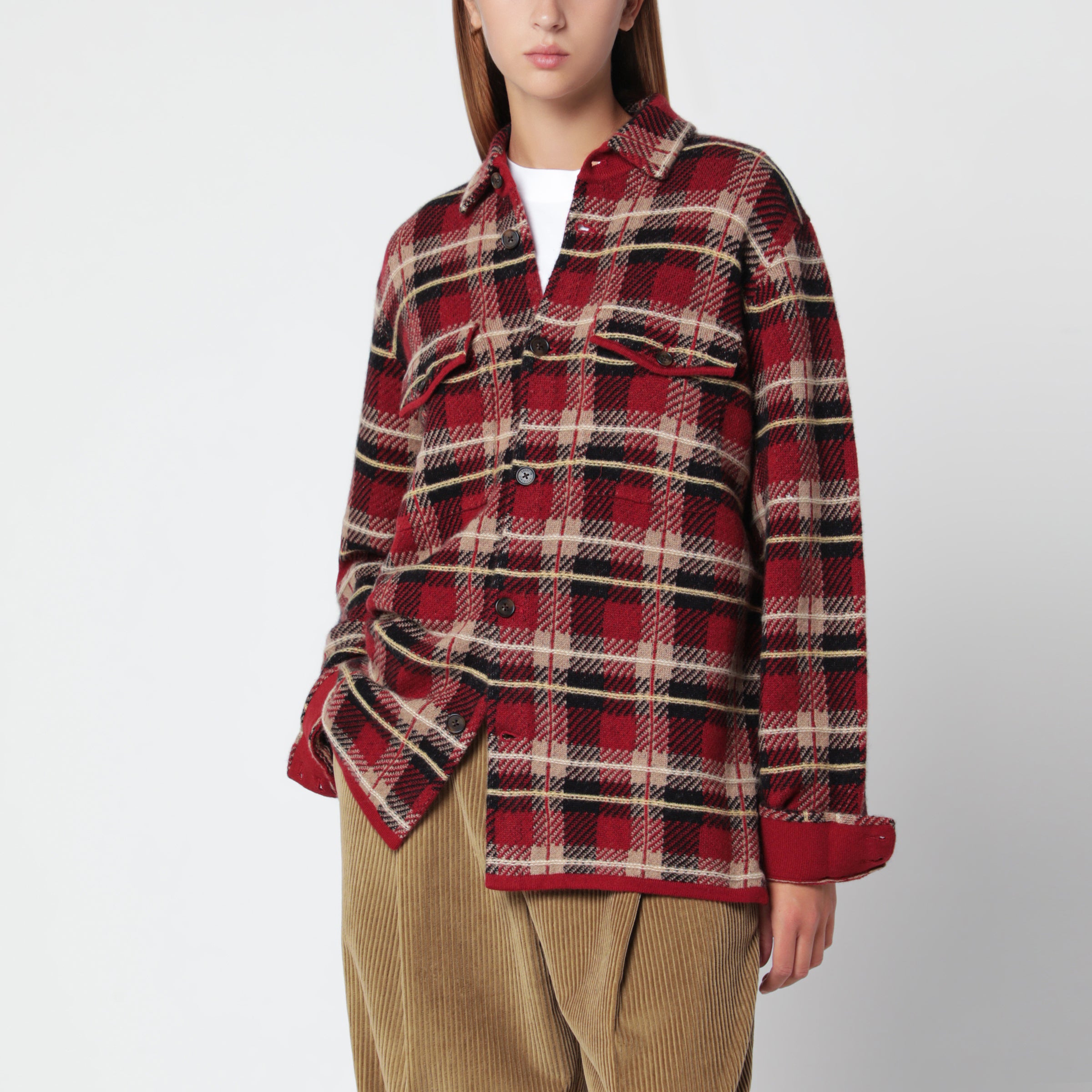 Guest In Residence Carminio Red Plaid Work Checkered Shirt 
