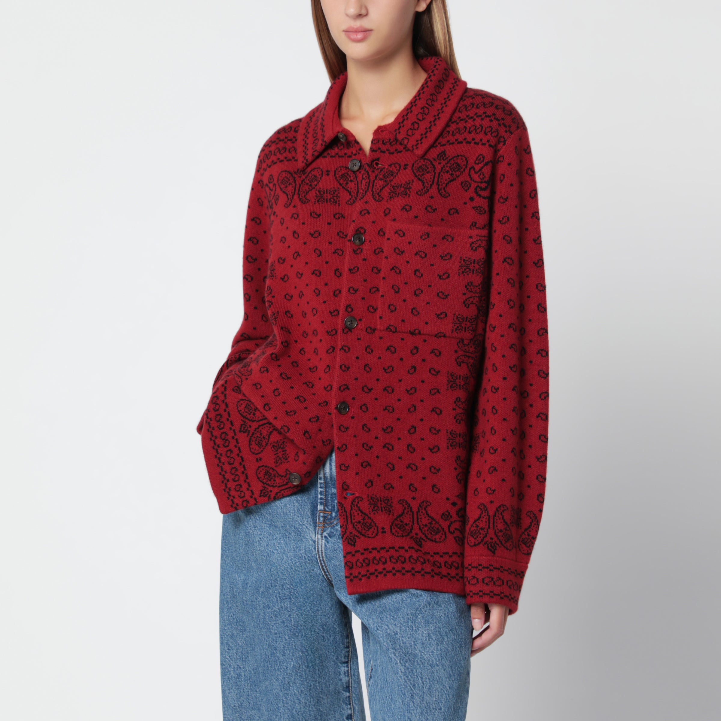 Guest In Residence Carminio Red Wild Rag Shirt-Style Cardig