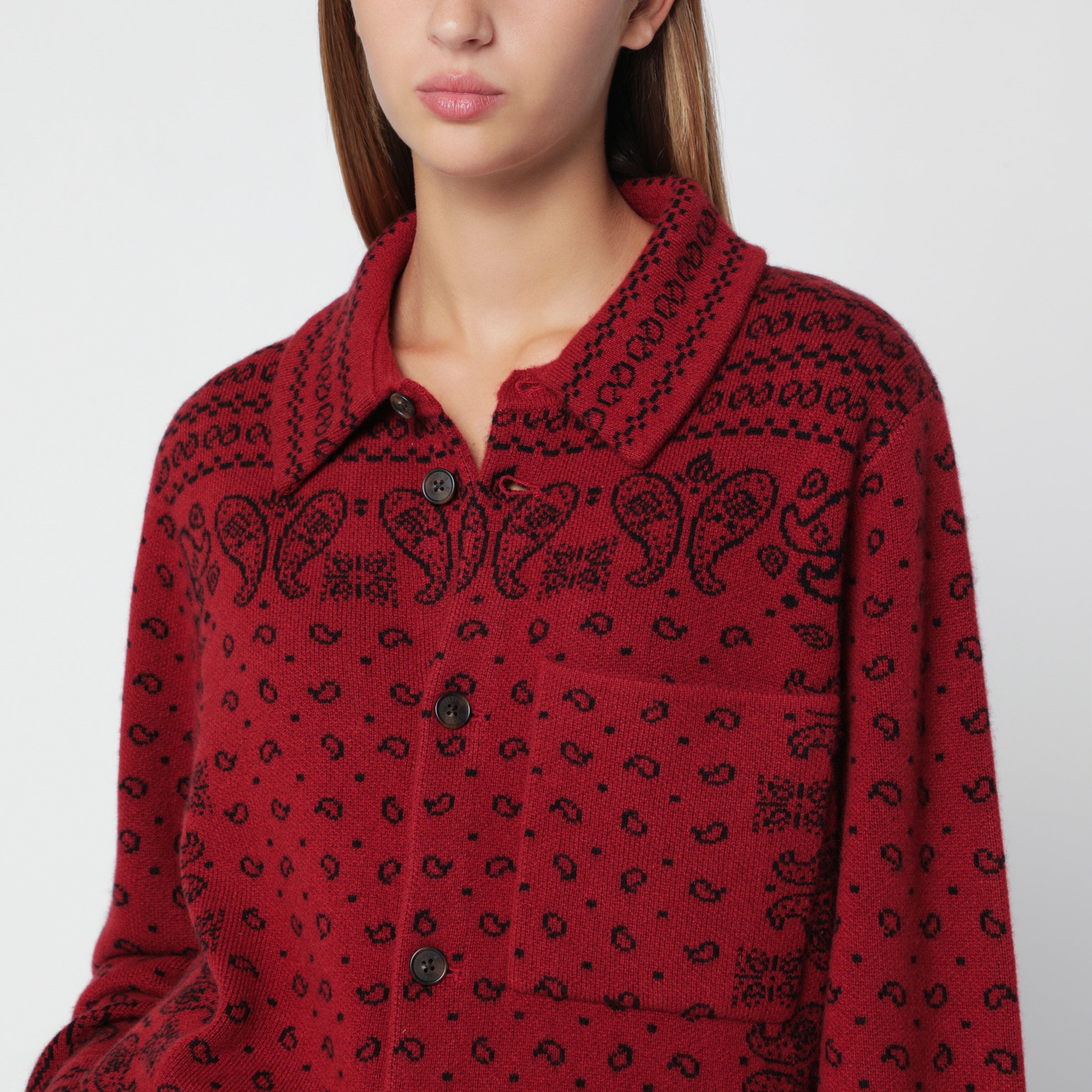Guest In Residence Carminio Red Wild Rag Shirt-Style Cardig