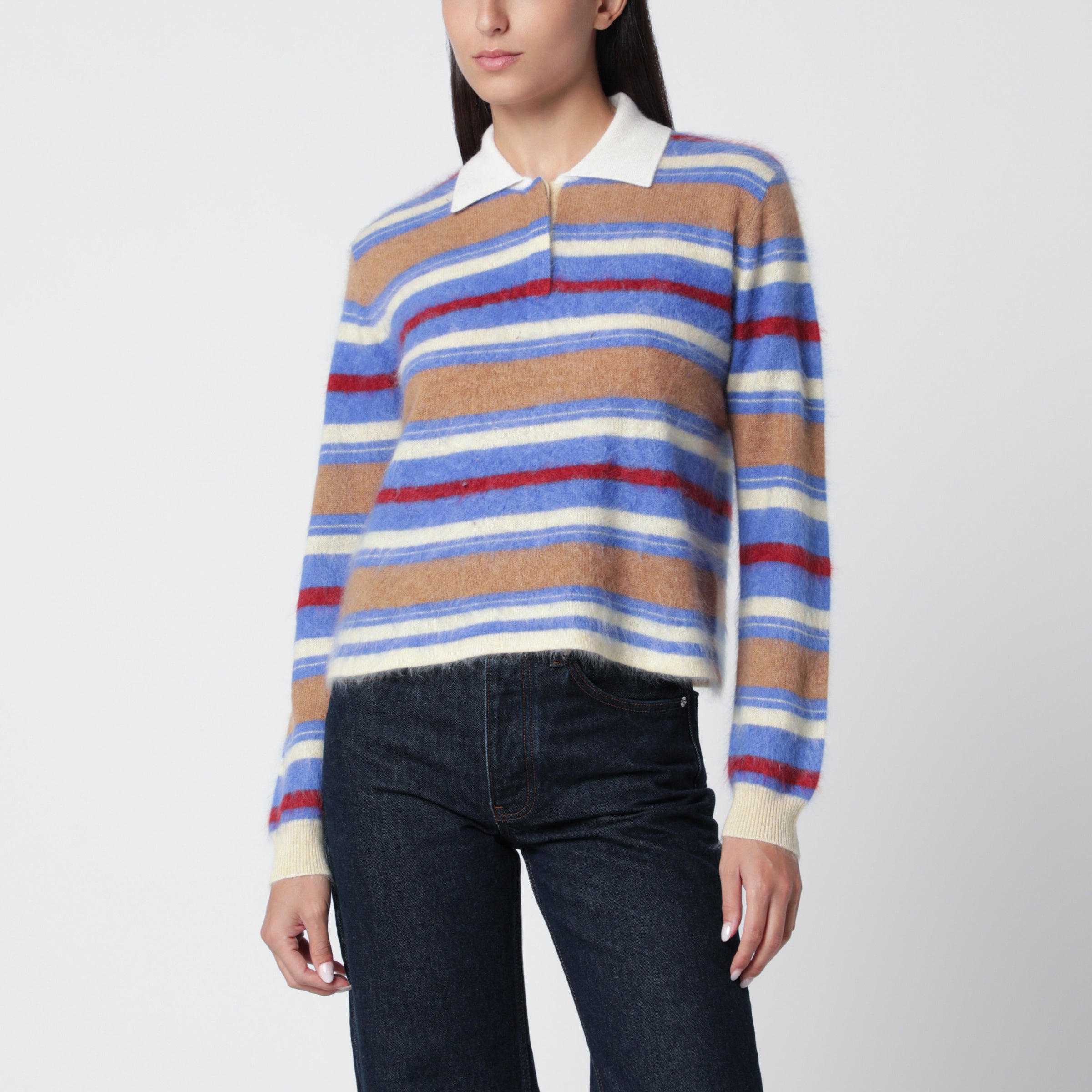 Guest In Residence Light Blue/Beige Grizzly Cropped Rugby P