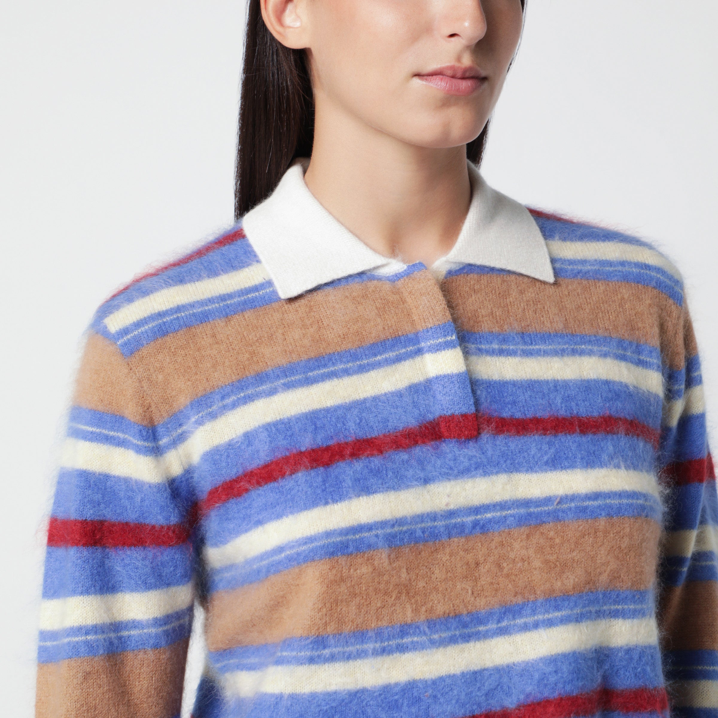 Guest In Residence Light Blue/Beige Grizzly Cropped Rugby P