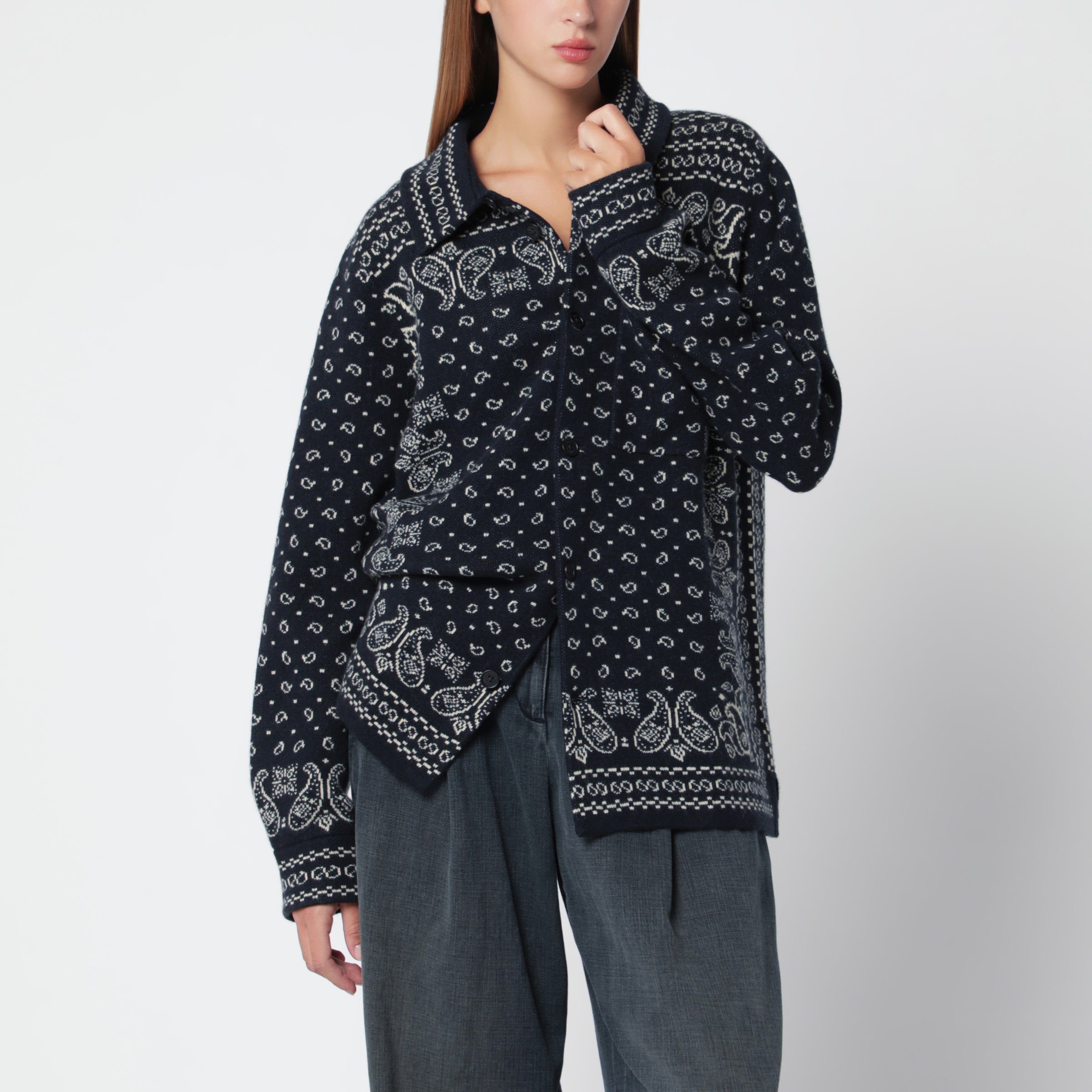 Guest In Residence Midnight Blue Wild Rag Shirt-Style Cardi