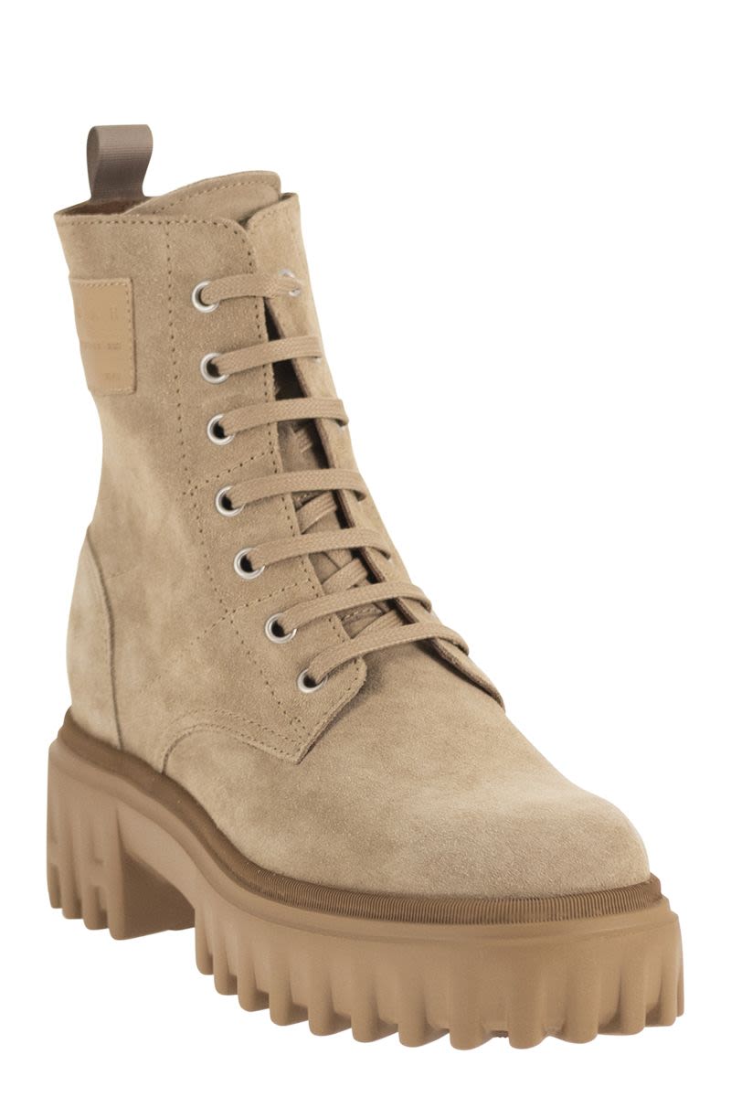 Hogan H700 - Suede Ankle Boots With Lug Sole