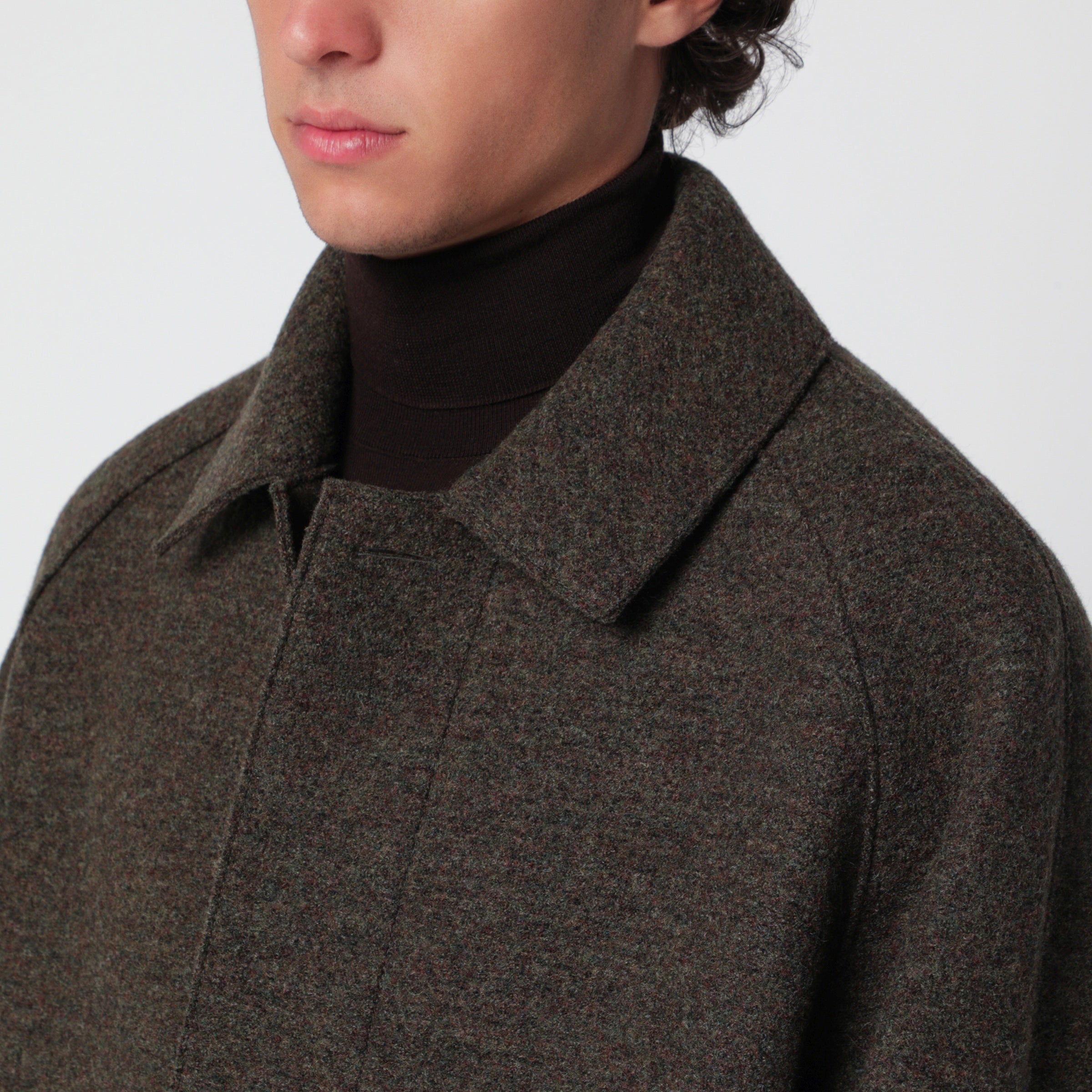 Harris Wharf London Grey Green Single-Breasted Wool Coat