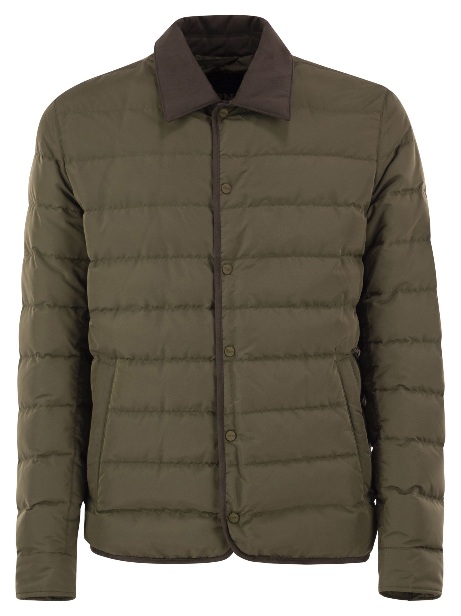 Herno Quilted Down Jacket With Shirt Collar