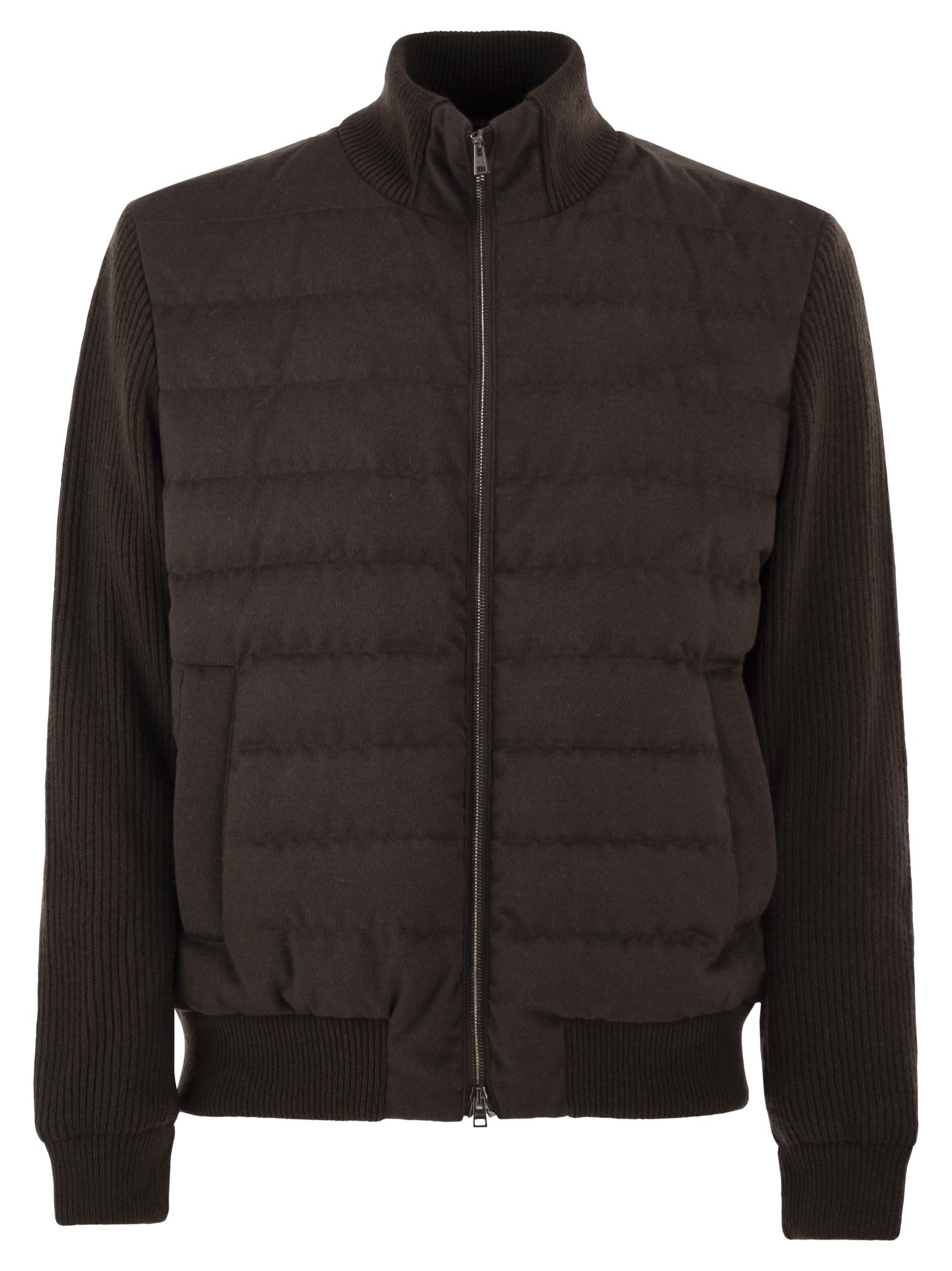 Herno Quilted Knit And Fabric Jacket With High