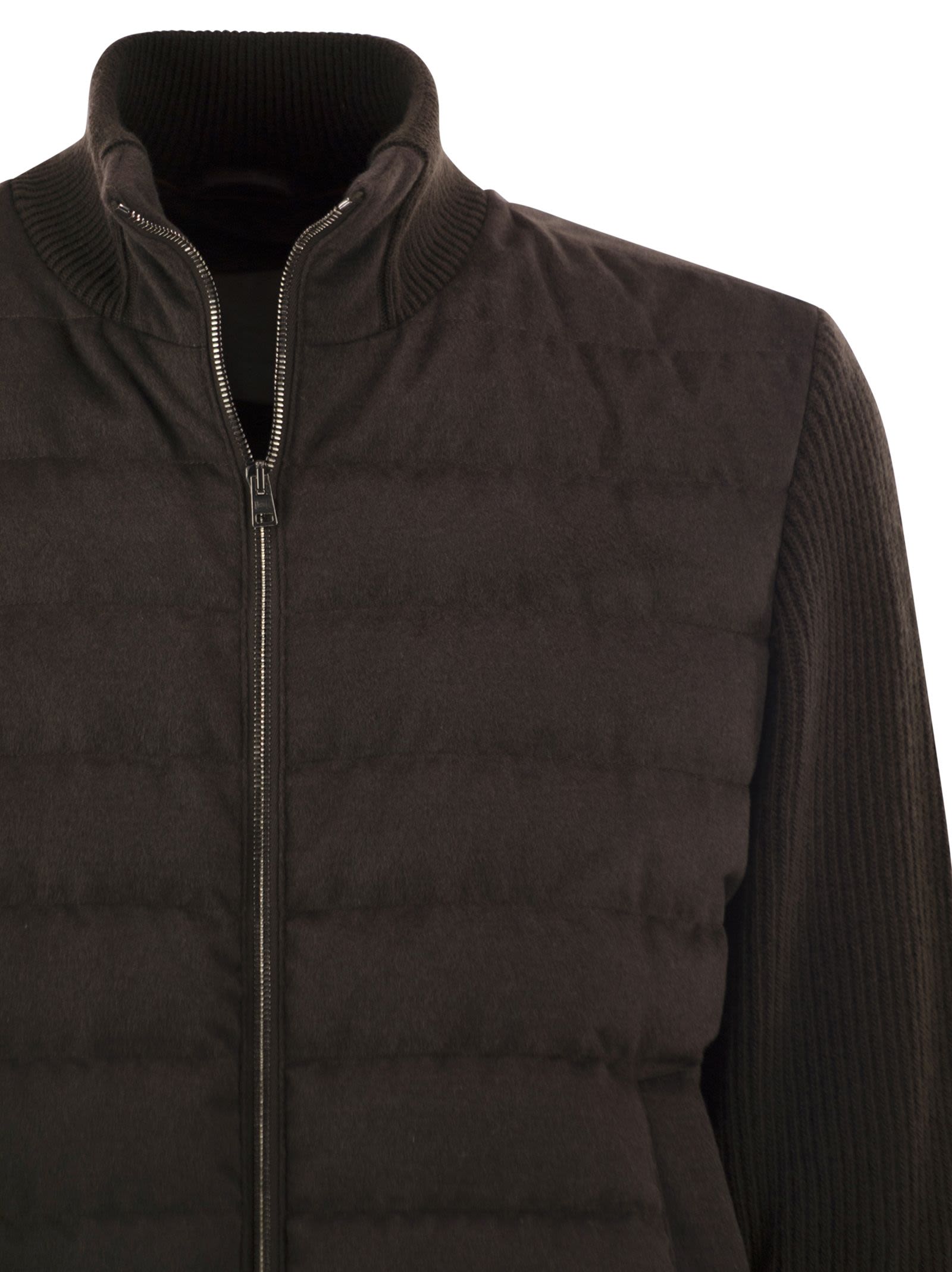 Herno Quilted Knit And Fabric Jacket With High