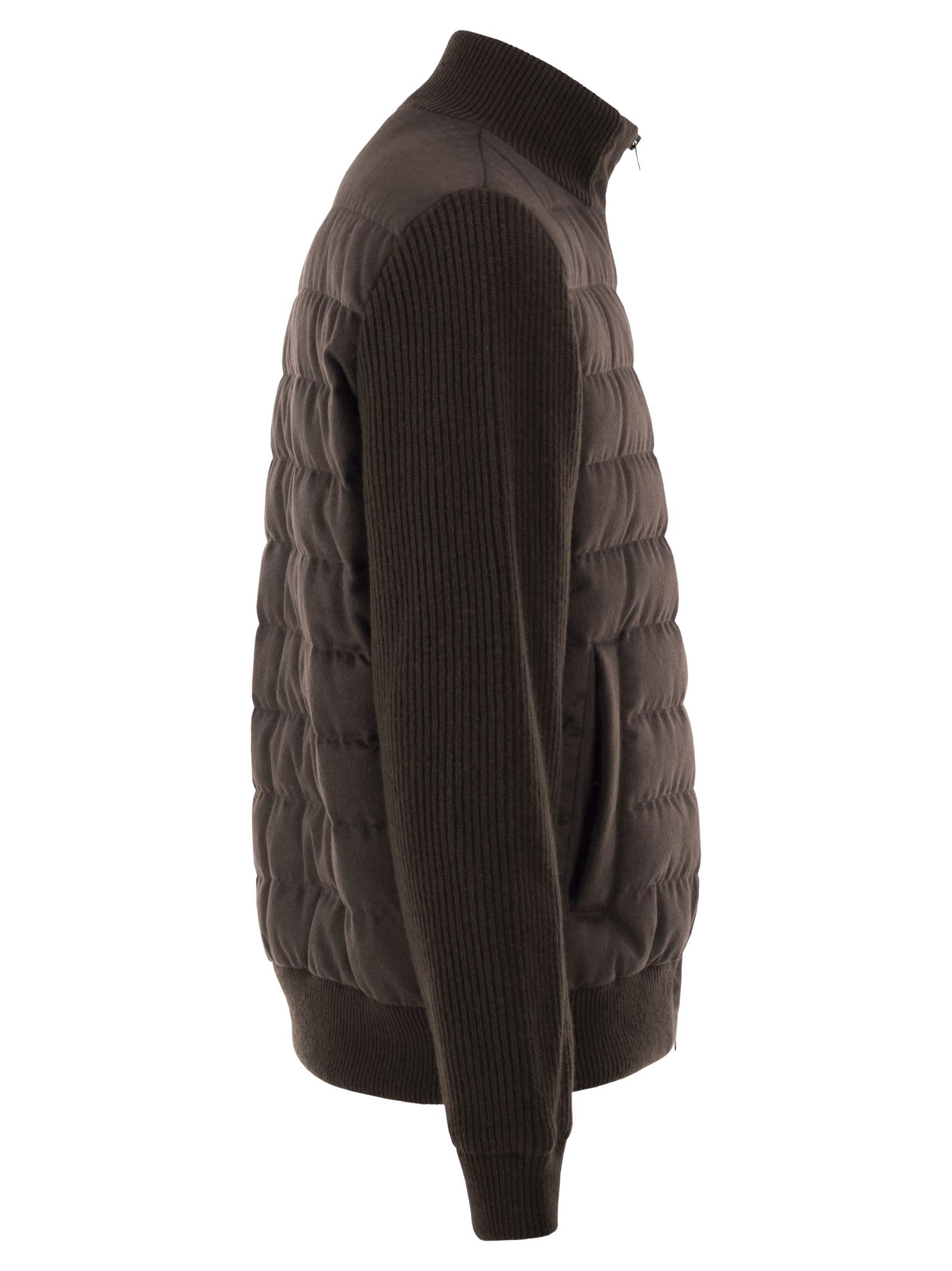 Herno Quilted Knit And Fabric Jacket With High