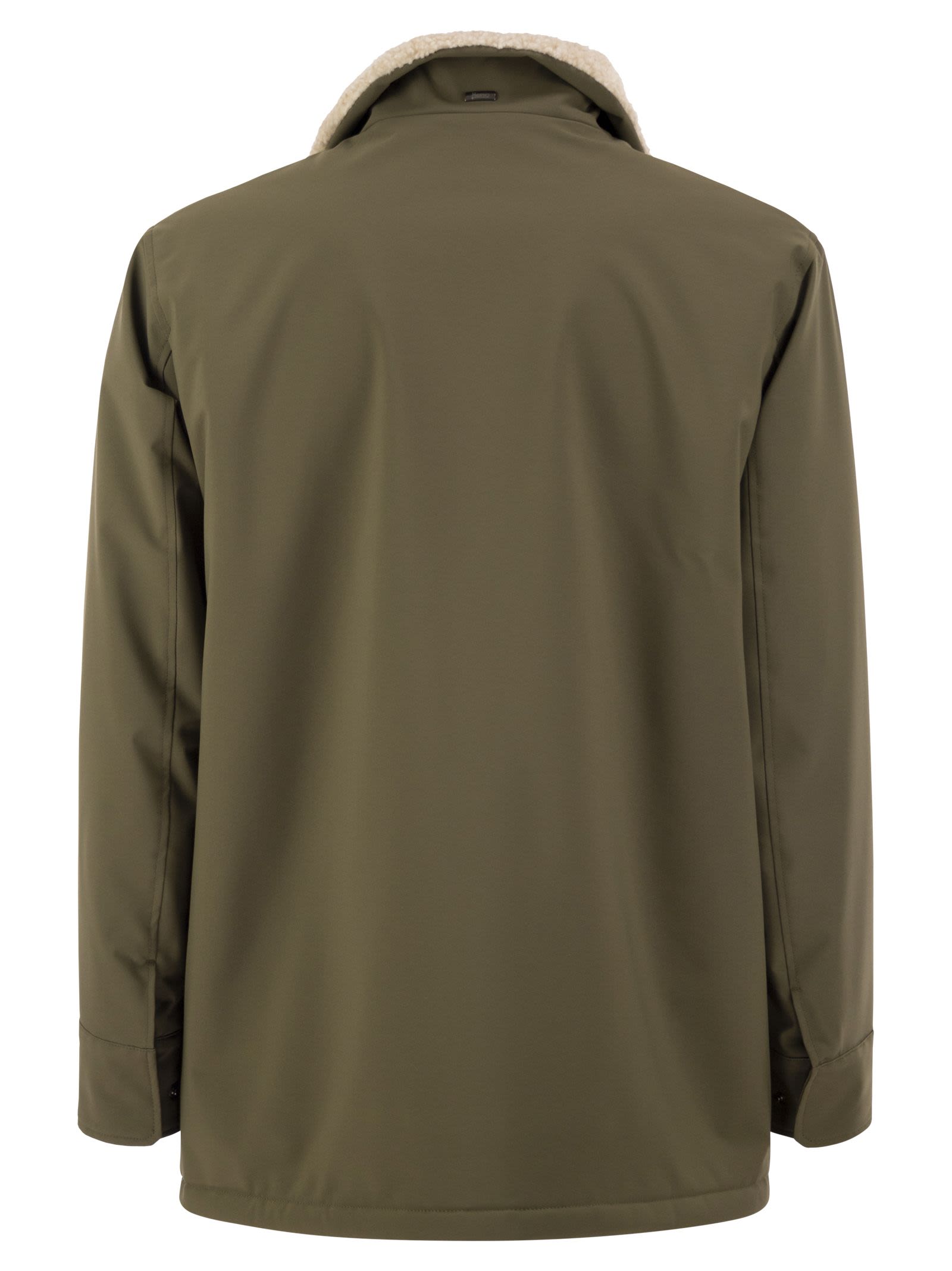 Herno Soft Shell Coat With Shearling-Effect Li