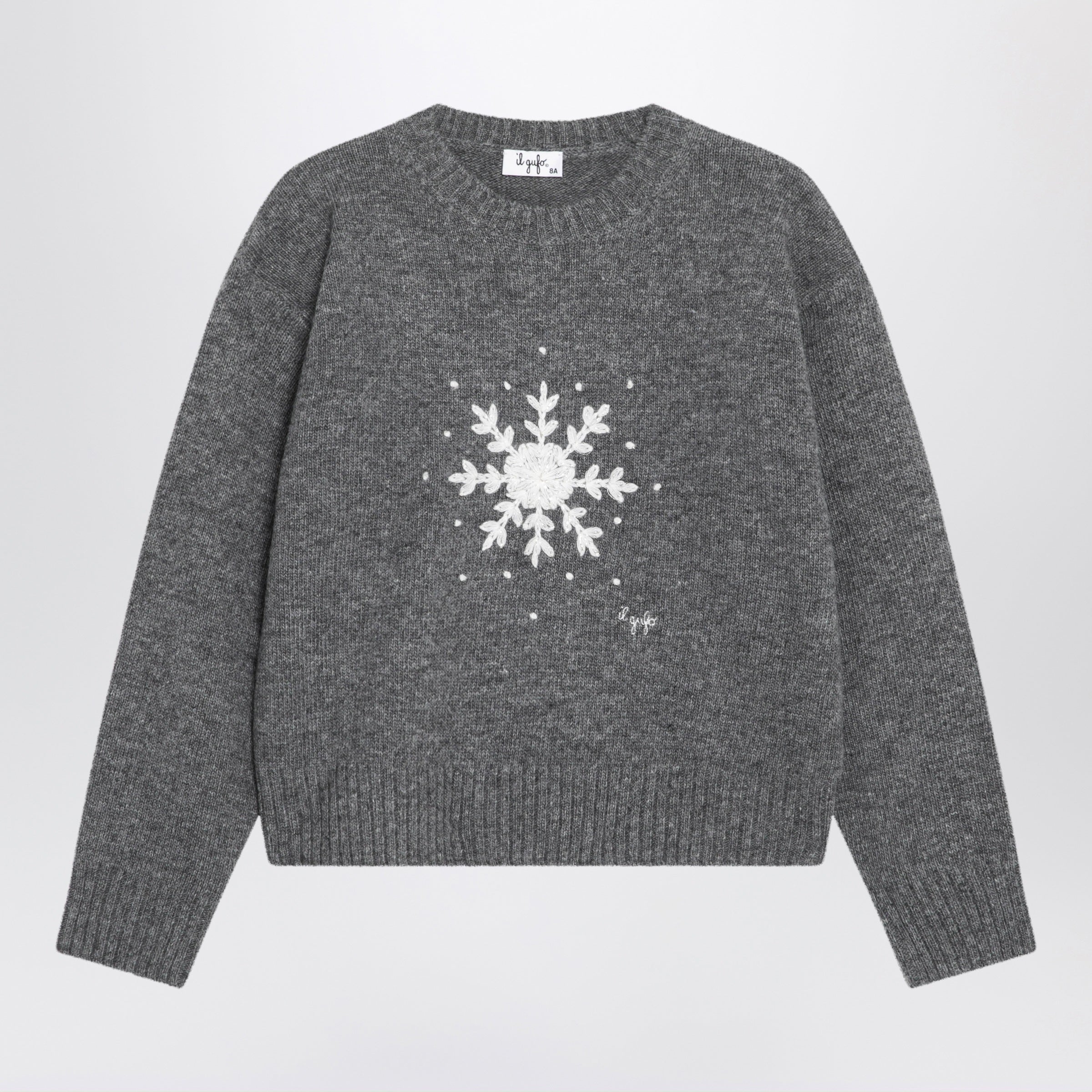 Il Gufo Asfalto Merino Wool Sweater With Snowfla