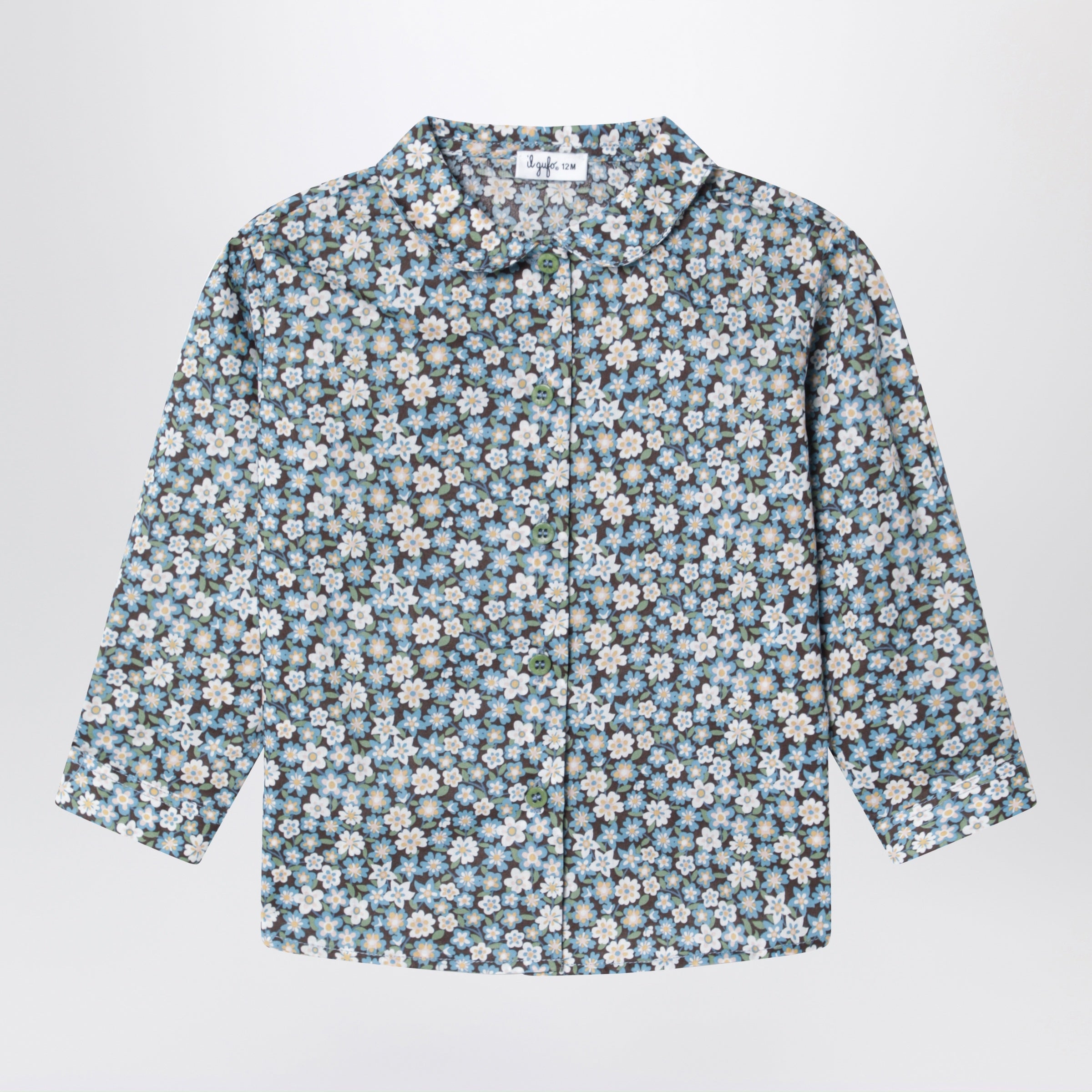 Il Gufo Blue Floral Cotton Blouse