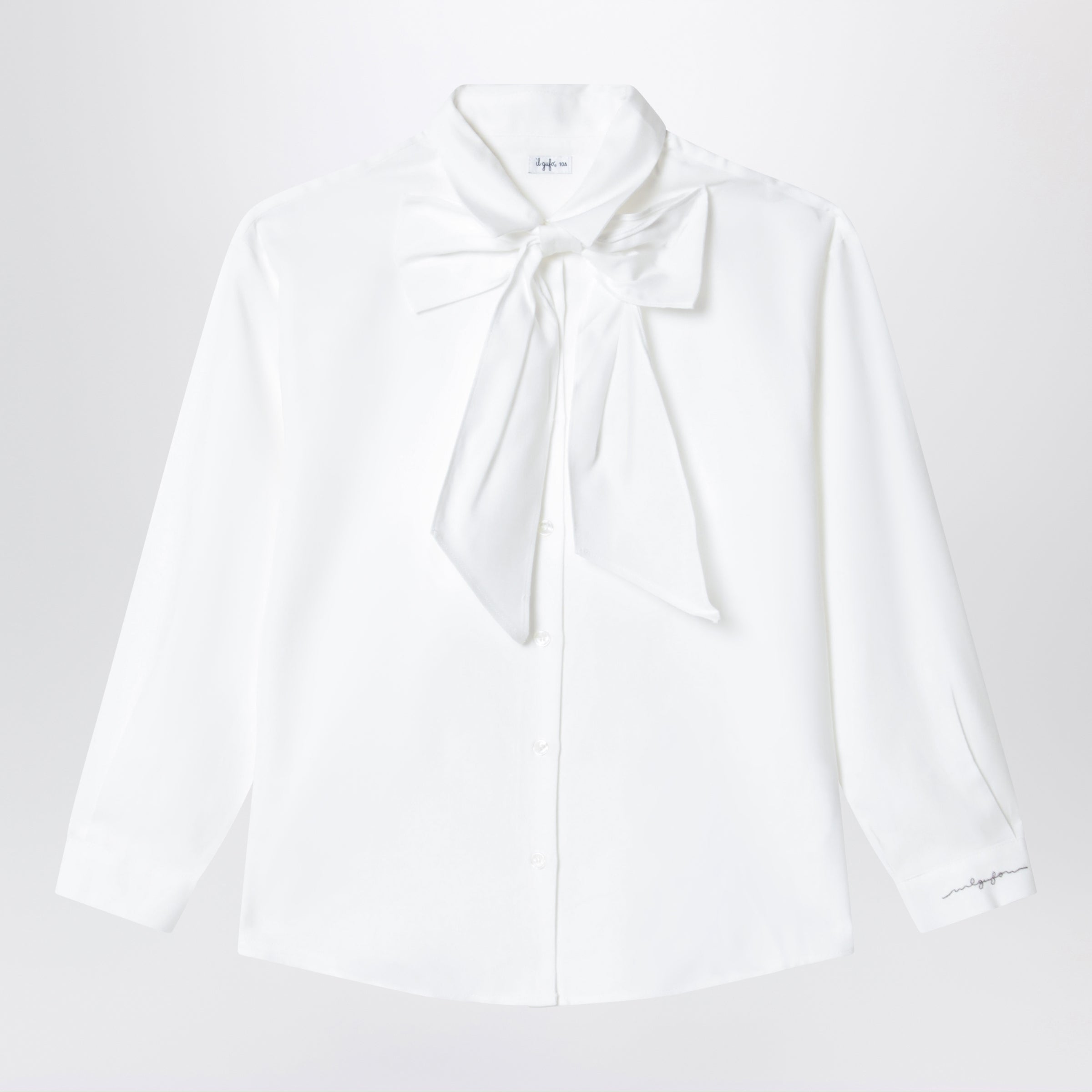 Il Gufo White Cotton Shirt With Maxi Bow
