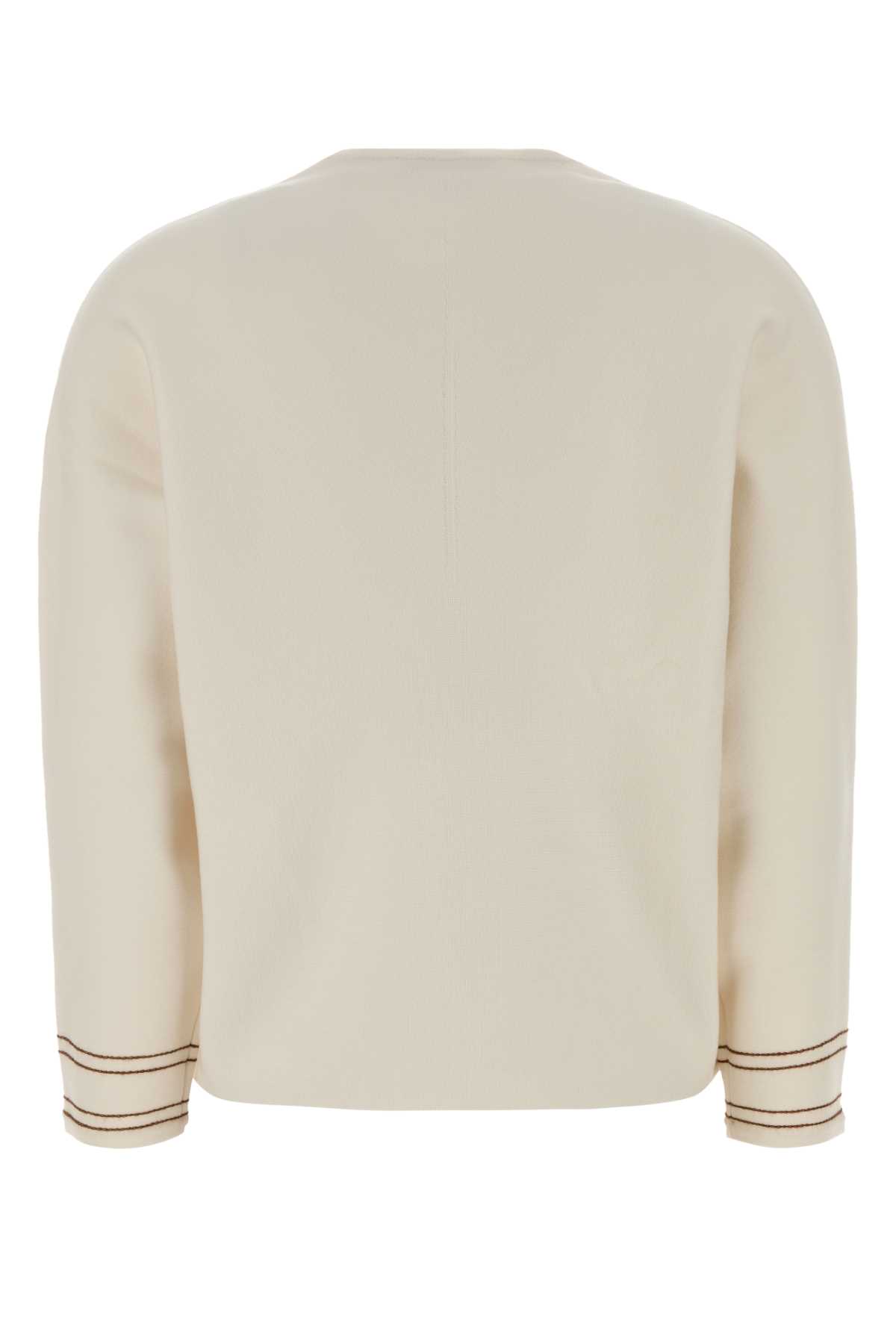 Max Mara Ivory Stretch Wool Blend Undici Sweater