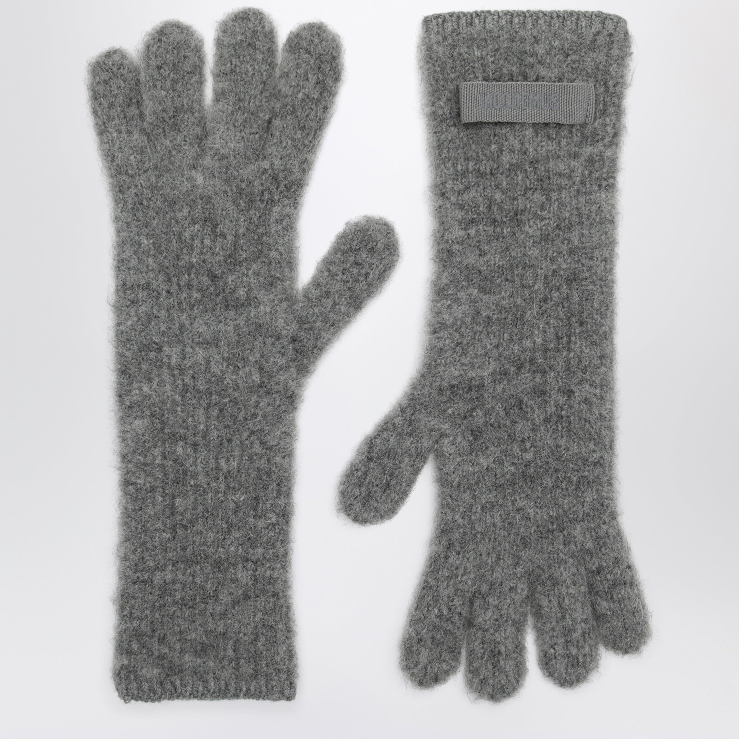 Jacquemus Dark Grey Gros Grain Gloves In Alpaca Bl