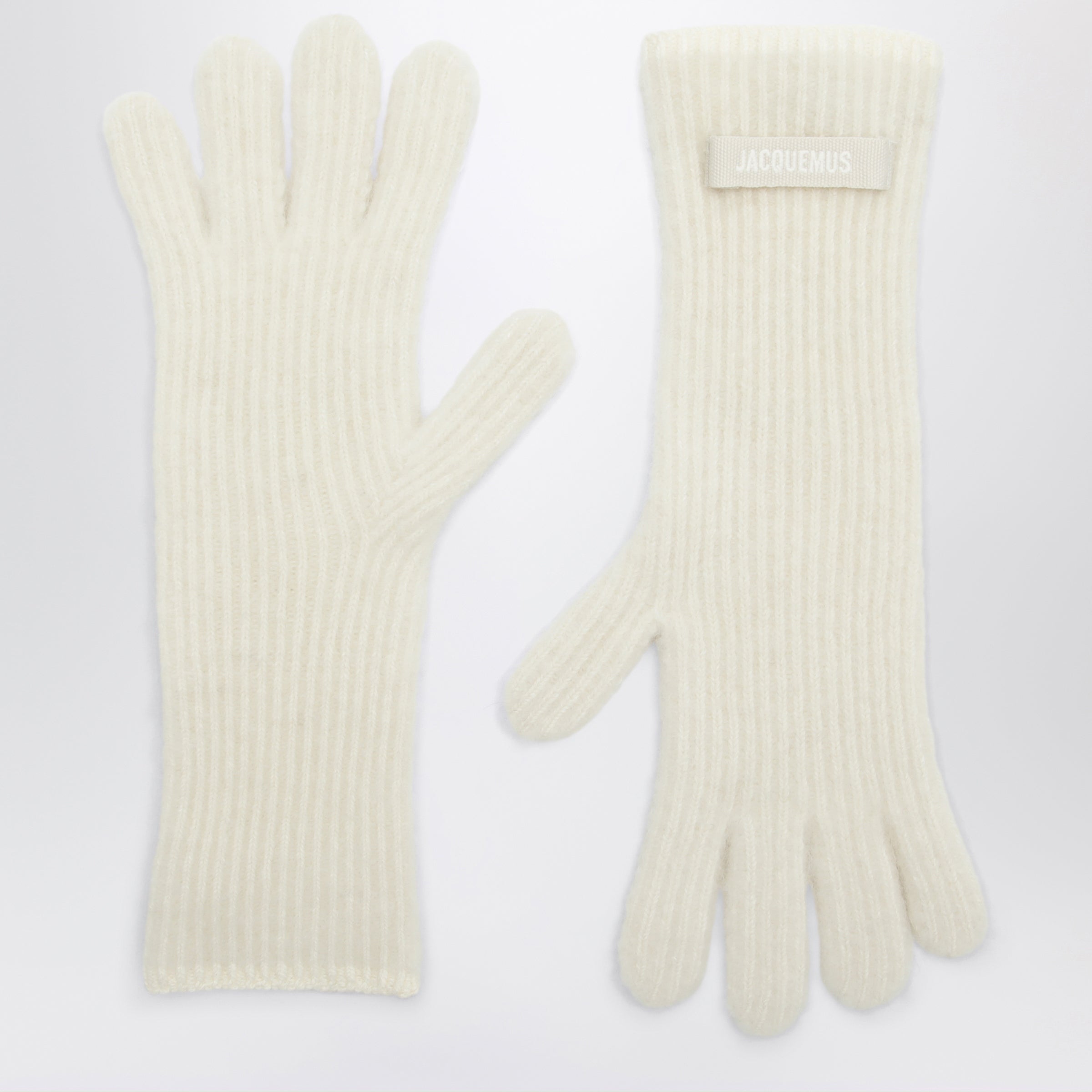 Jacquemus White Gros Grain Gloves In Alpaca Blend