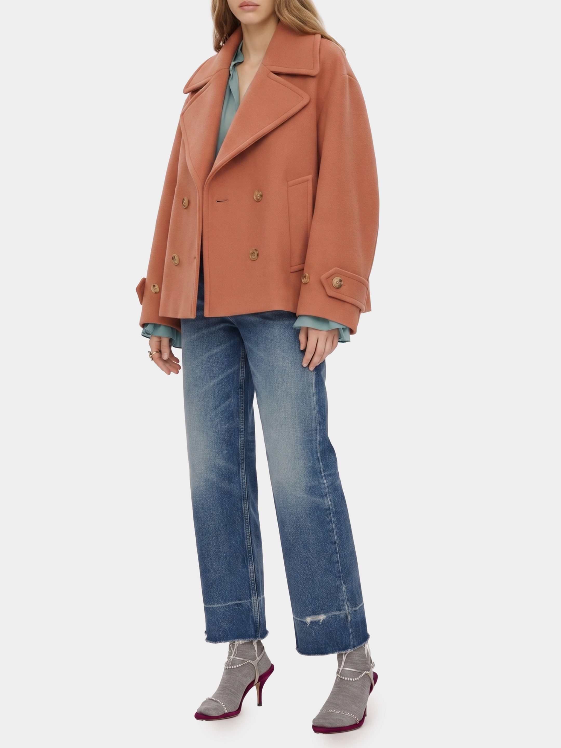 Chloé Jean Denim Camal Ancho Etiq Camel Logo