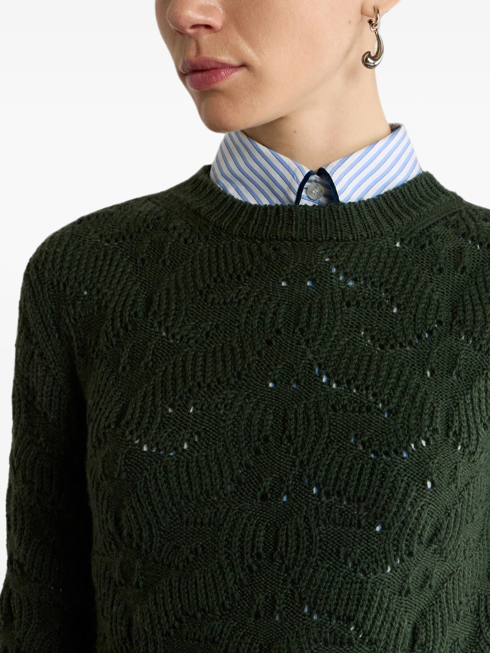 Etro Jersey Verde Bordados Cuello Redondo