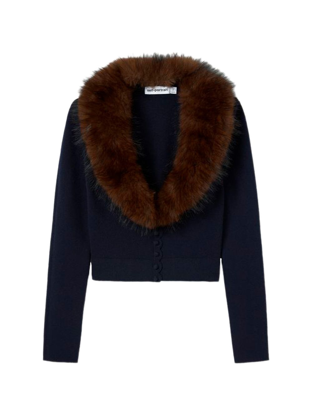 Self-Portrait Knit And Faux Fur Cardigan