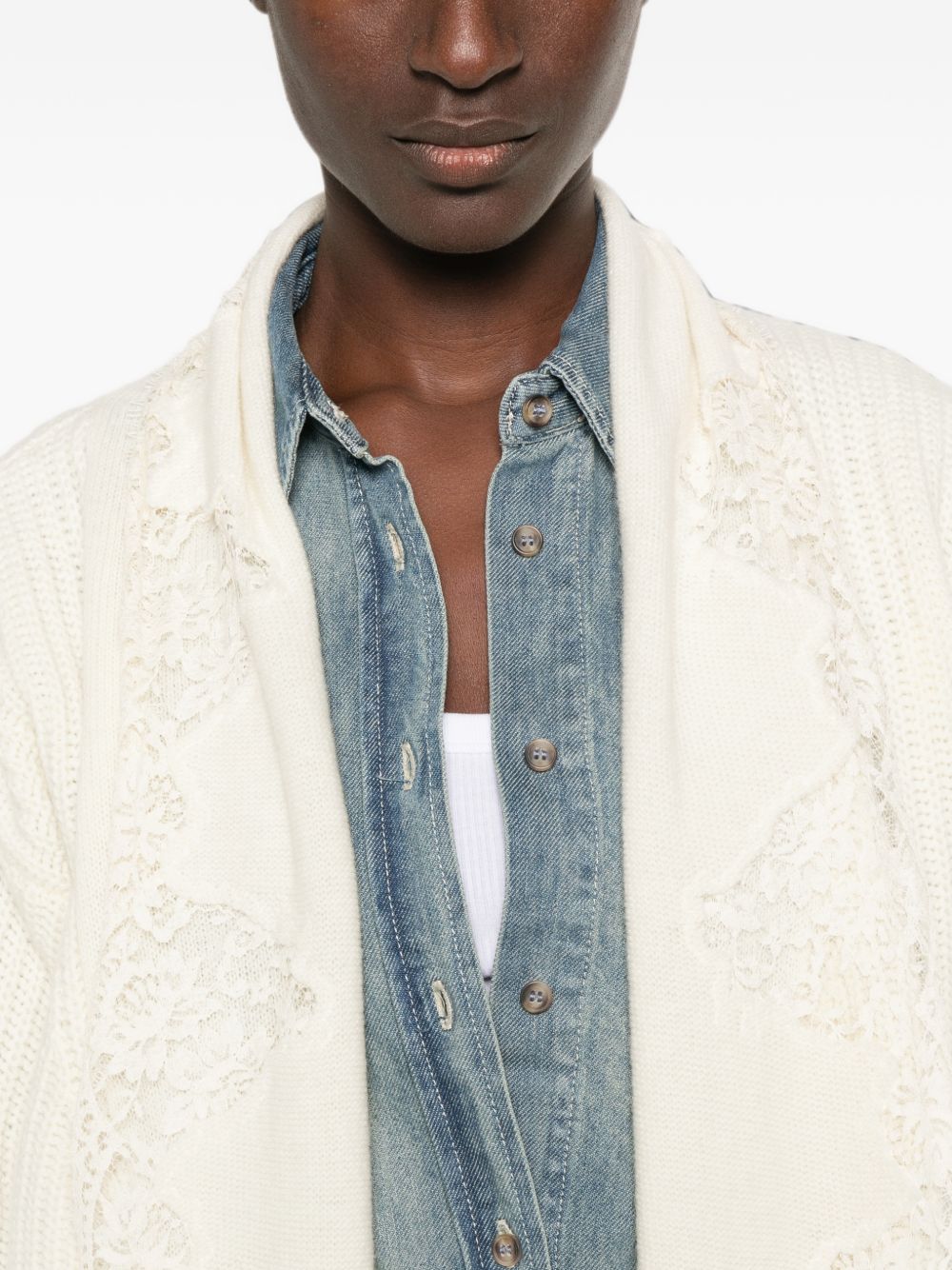 Ermanno Lace-Trim Cotton Cardigan