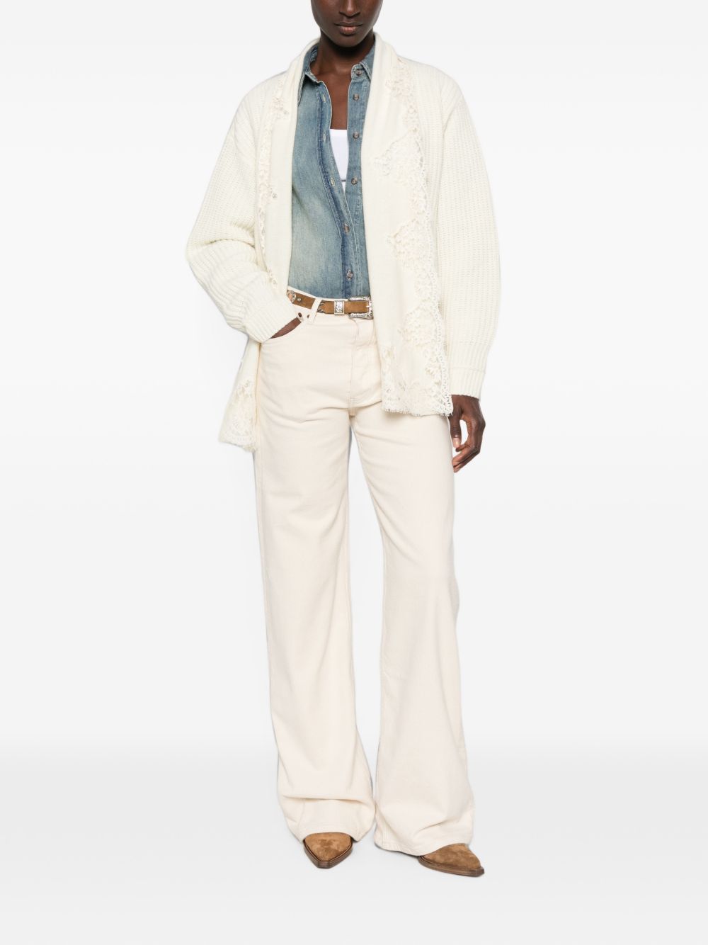 Ermanno Lace-Trim Cotton Cardigan