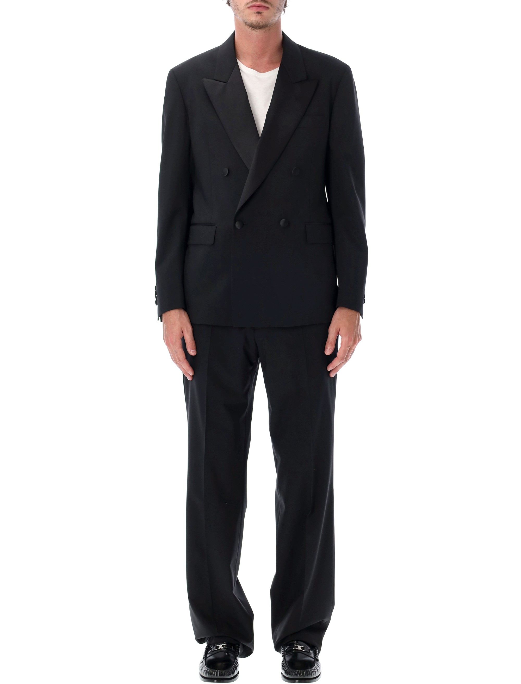 Lardini Black Double-Breasted Tailored Suit