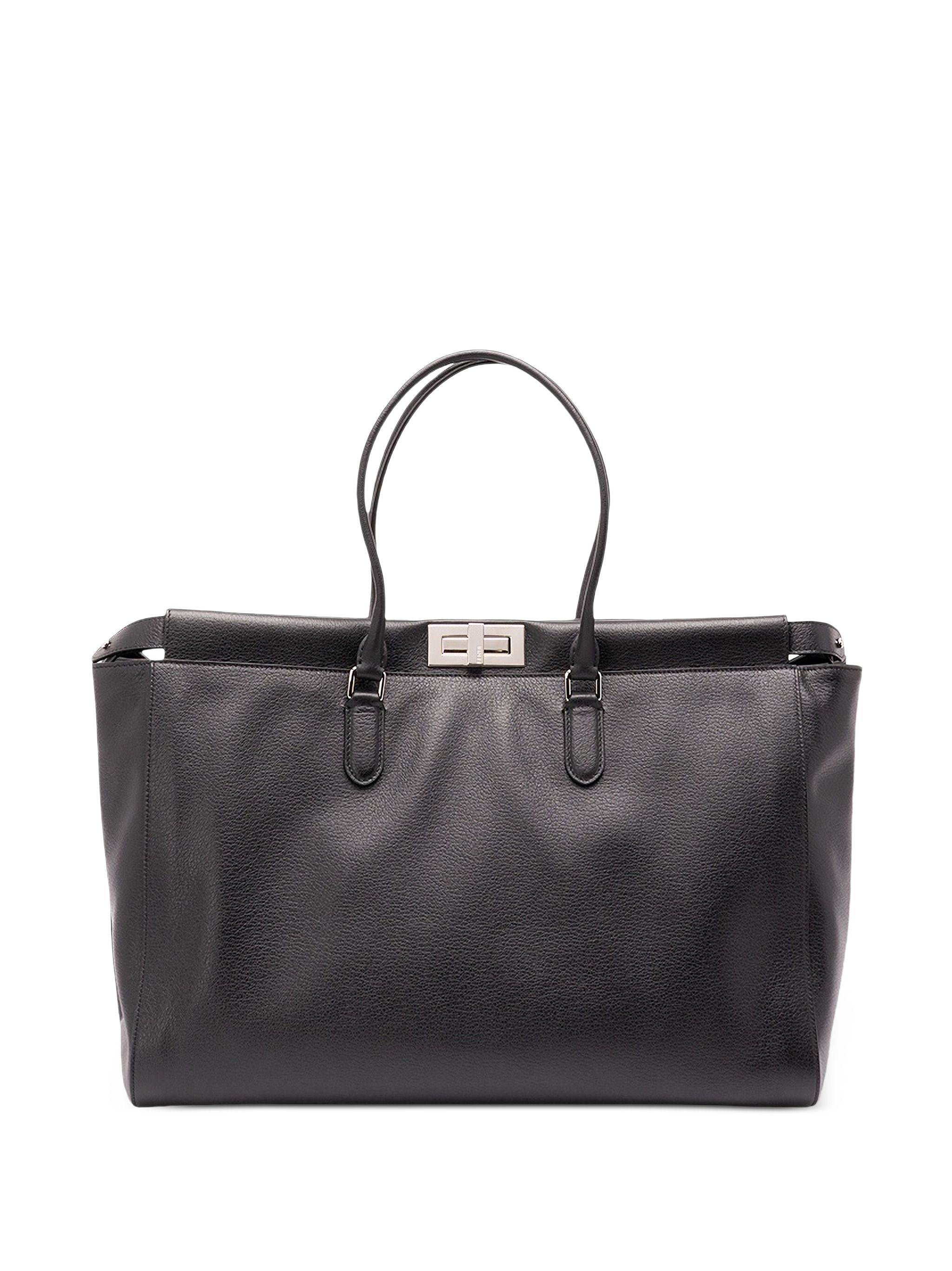 Fendi Large Peekaboo Grained Leather Tote Bag