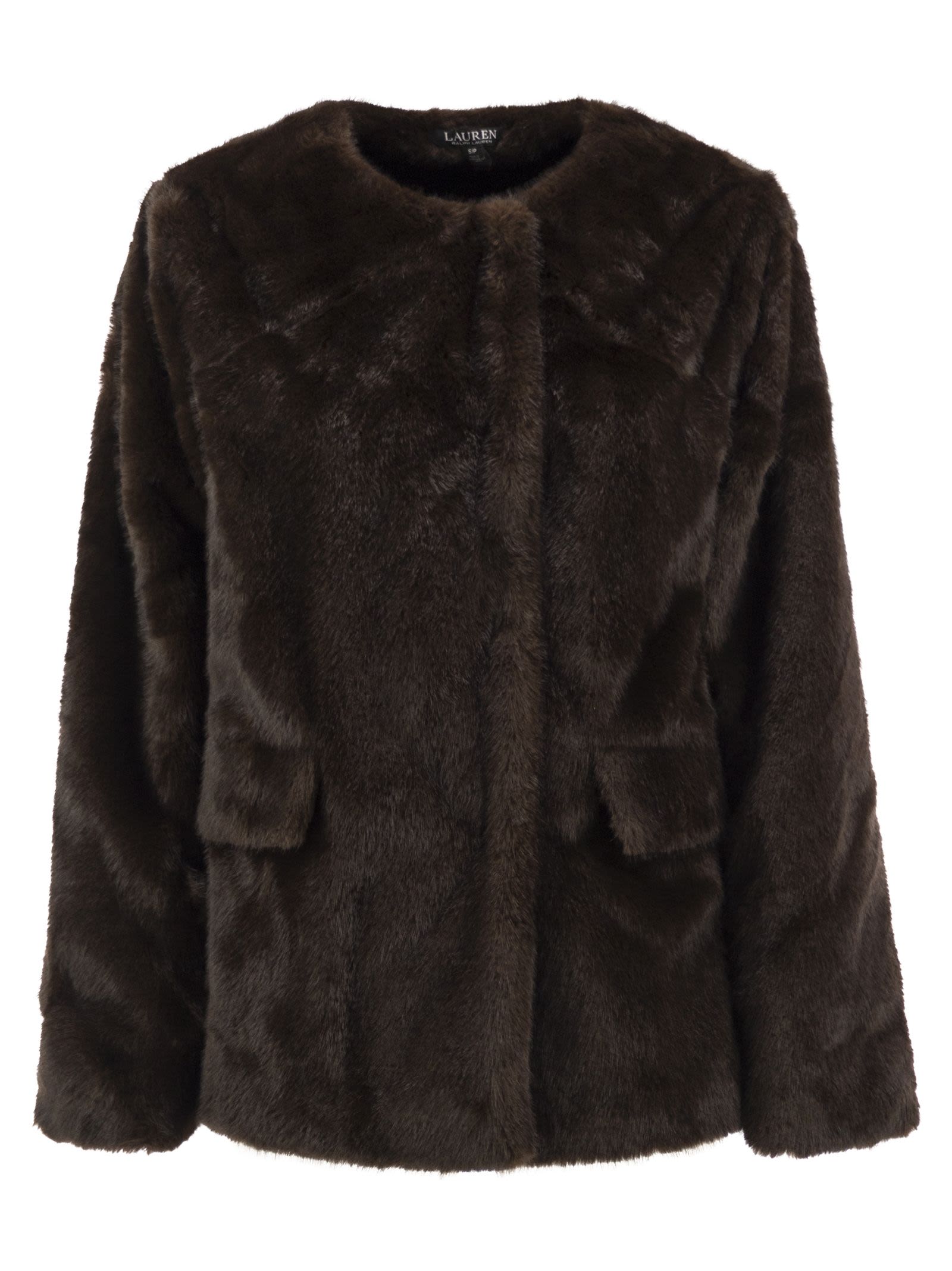 Lauren Ralph Lauren Faux Fur Jacket With Round Neckline