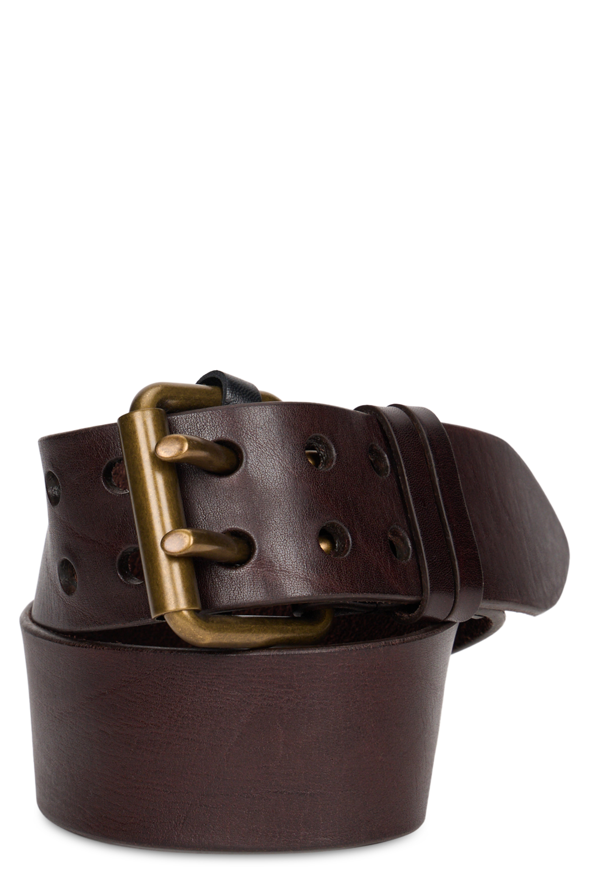 Saint Laurent Leather Belt With Gold Buckle