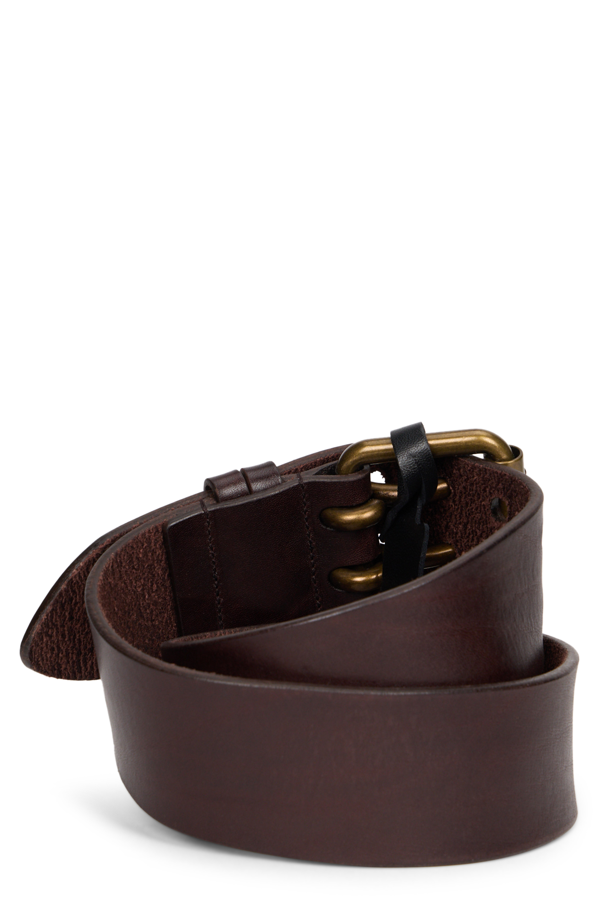 Saint Laurent Leather Belt With Gold Buckle