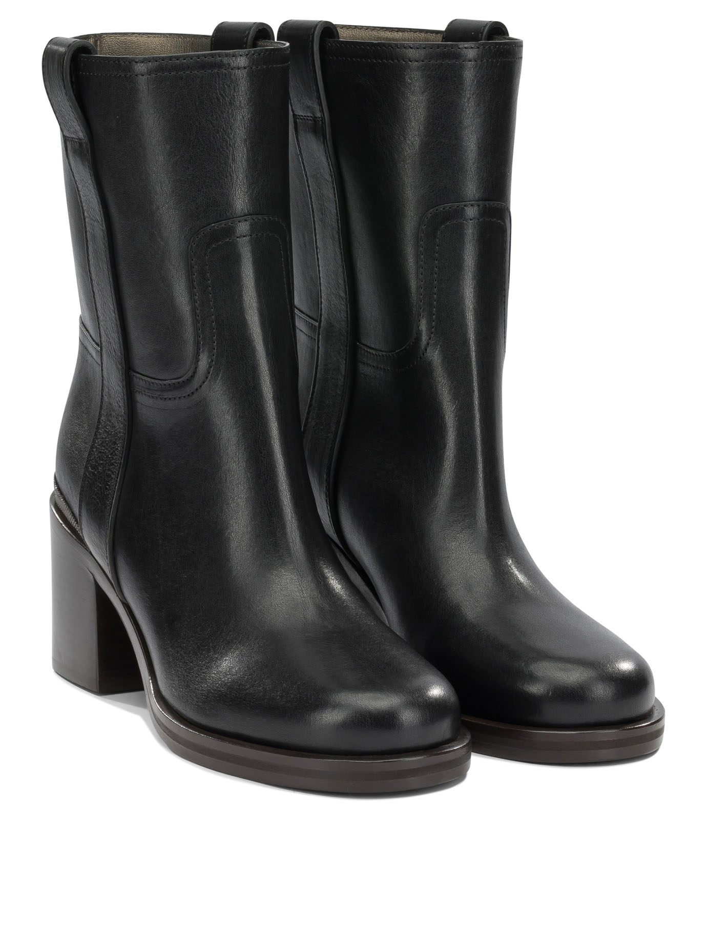 Brunello Cucinelli Leather Pull-On Ankle Boots