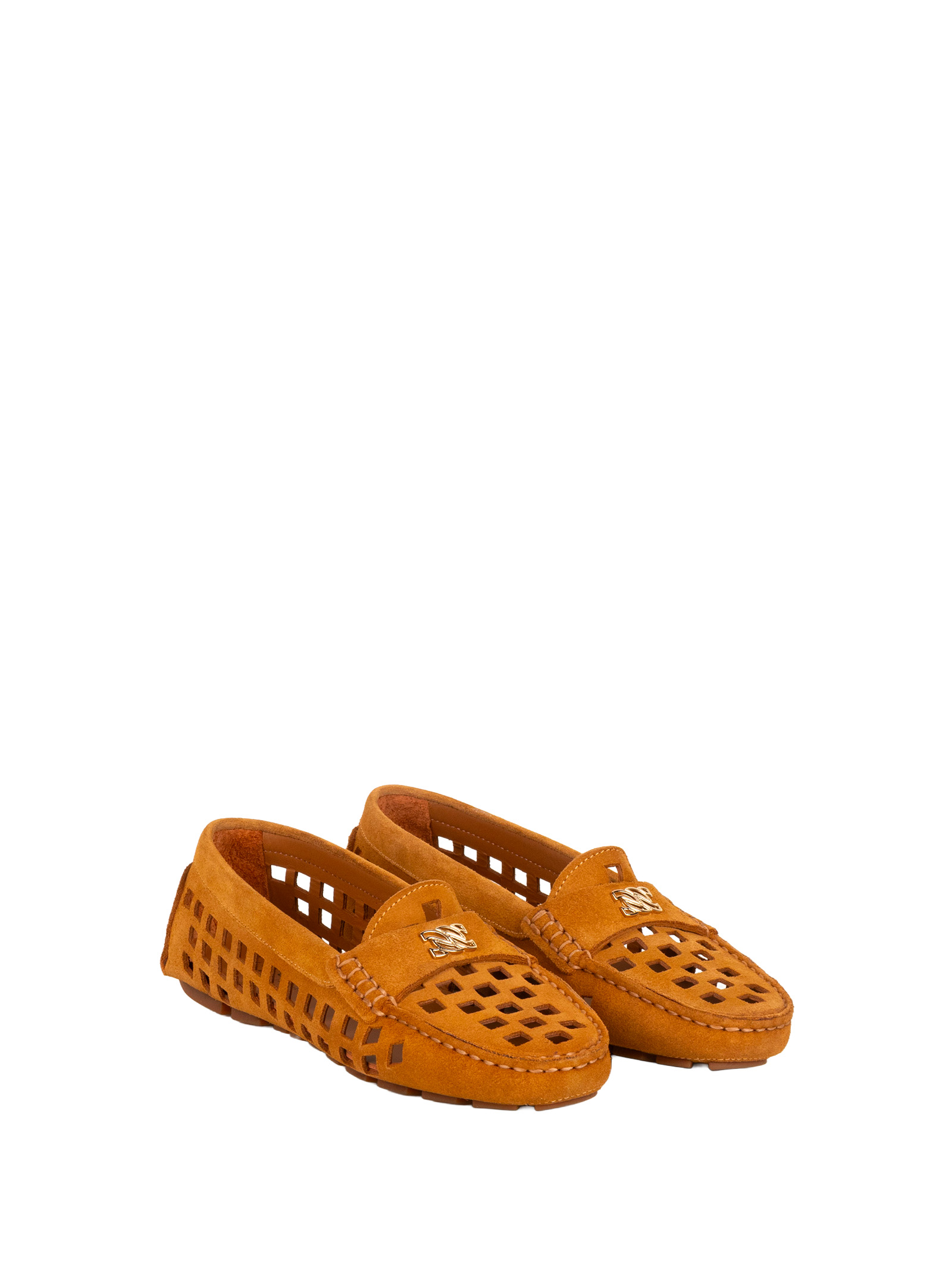 Casadei Light Brown Perforated Leather Loafers