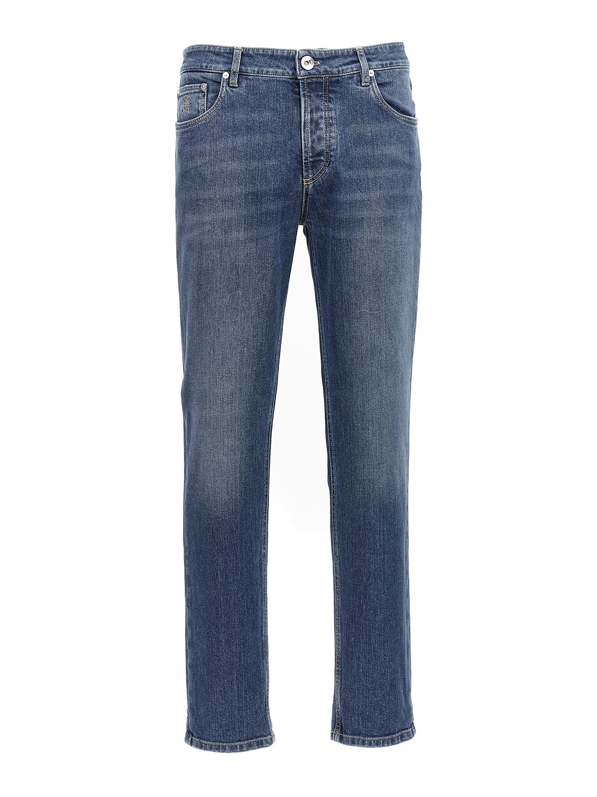 Brunello Cucinelli Logo Embroidery Stretch Jeans