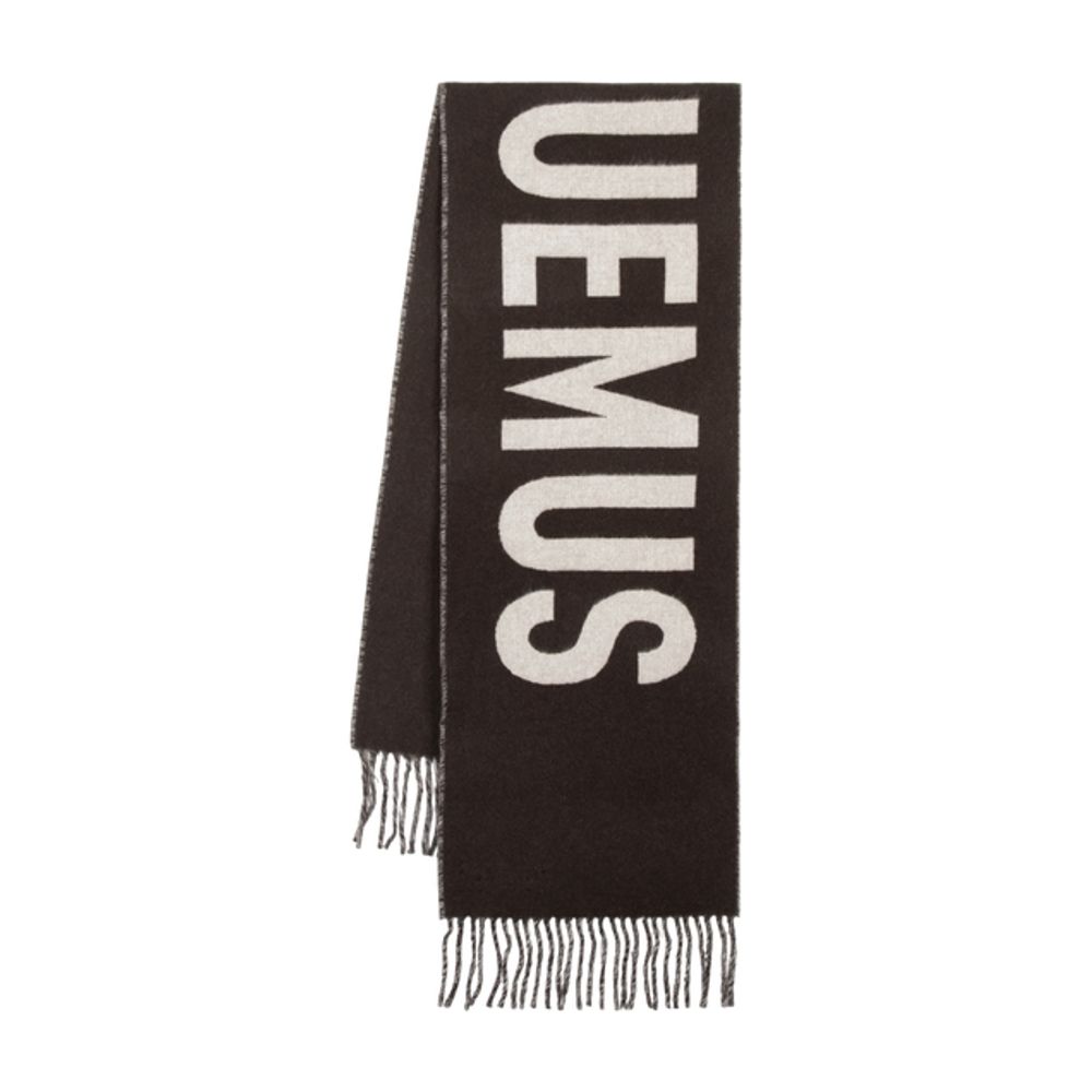 Jacquemus Logo Fringed Multi Brown Wool Scarf