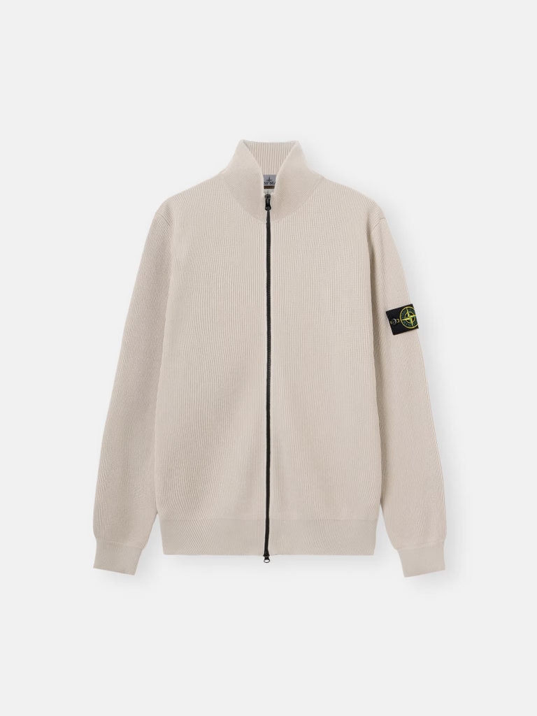 Stone Island Logo-Patch Ribbed-Knit Zip-Fastening Car