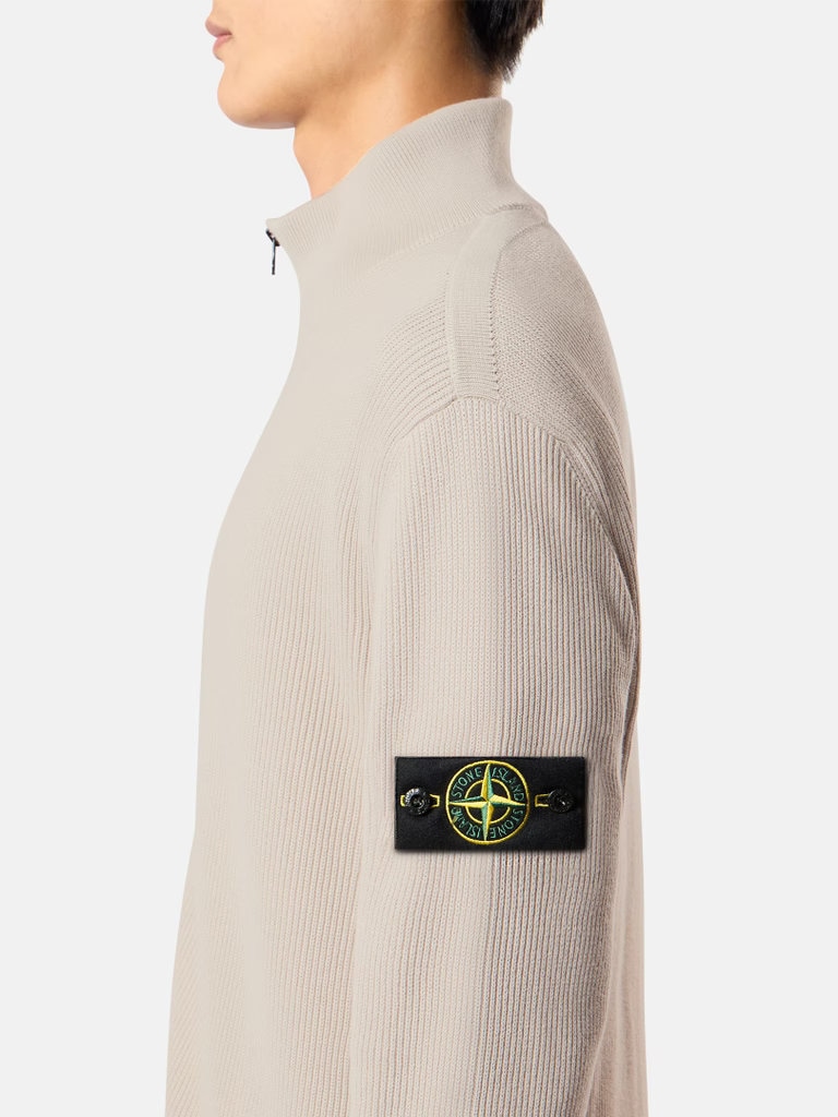 Stone Island Logo-Patch Ribbed-Knit Zip-Fastening Car