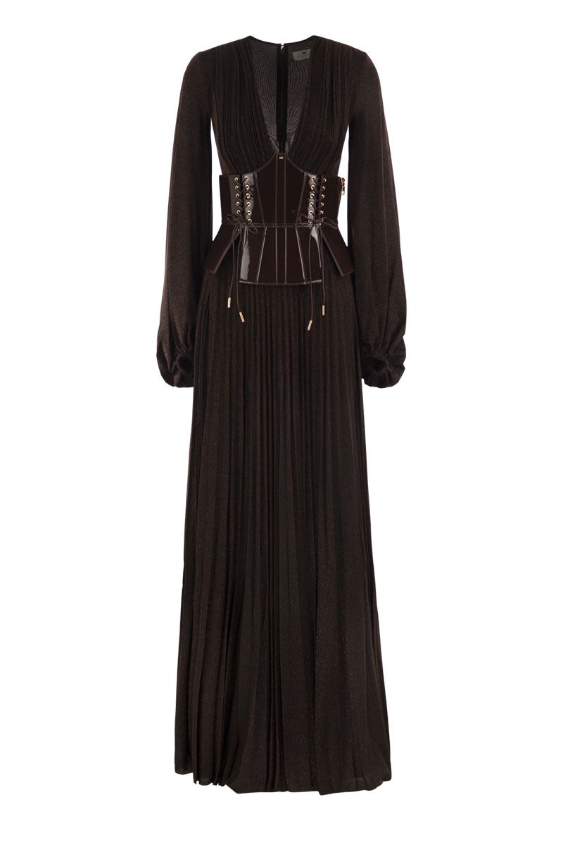 Elisabetta Franchi Long Pleated Dress With Bustier